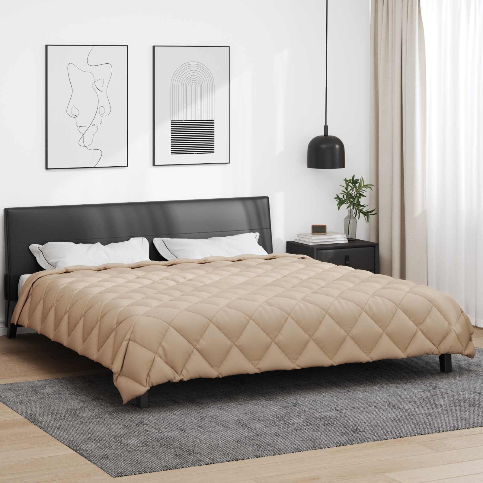 Vidaxl couette hiver taupe 240 x 260 cm microfibre