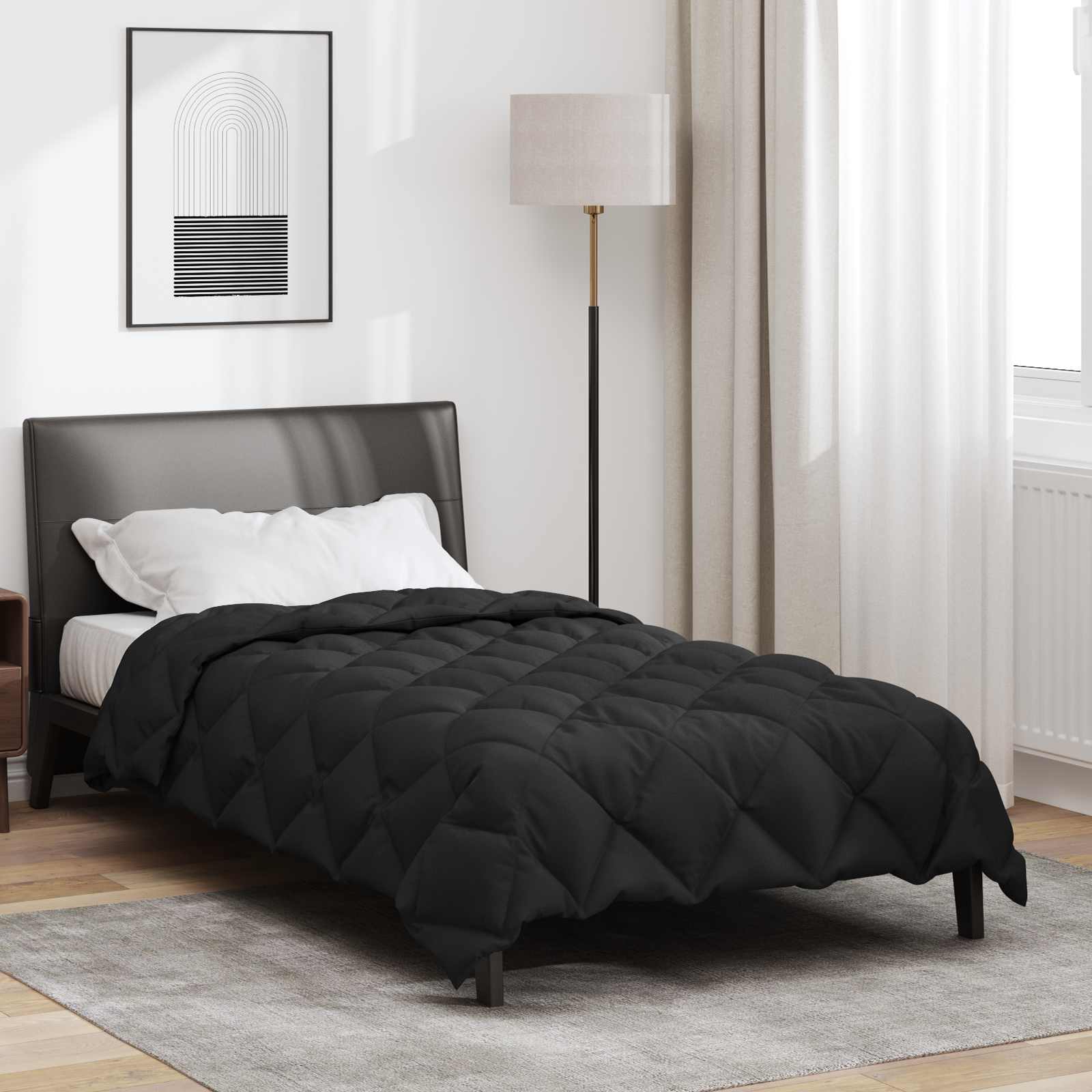 Vidaxl couette d'hiver noir 200 x 135 cm microfibre