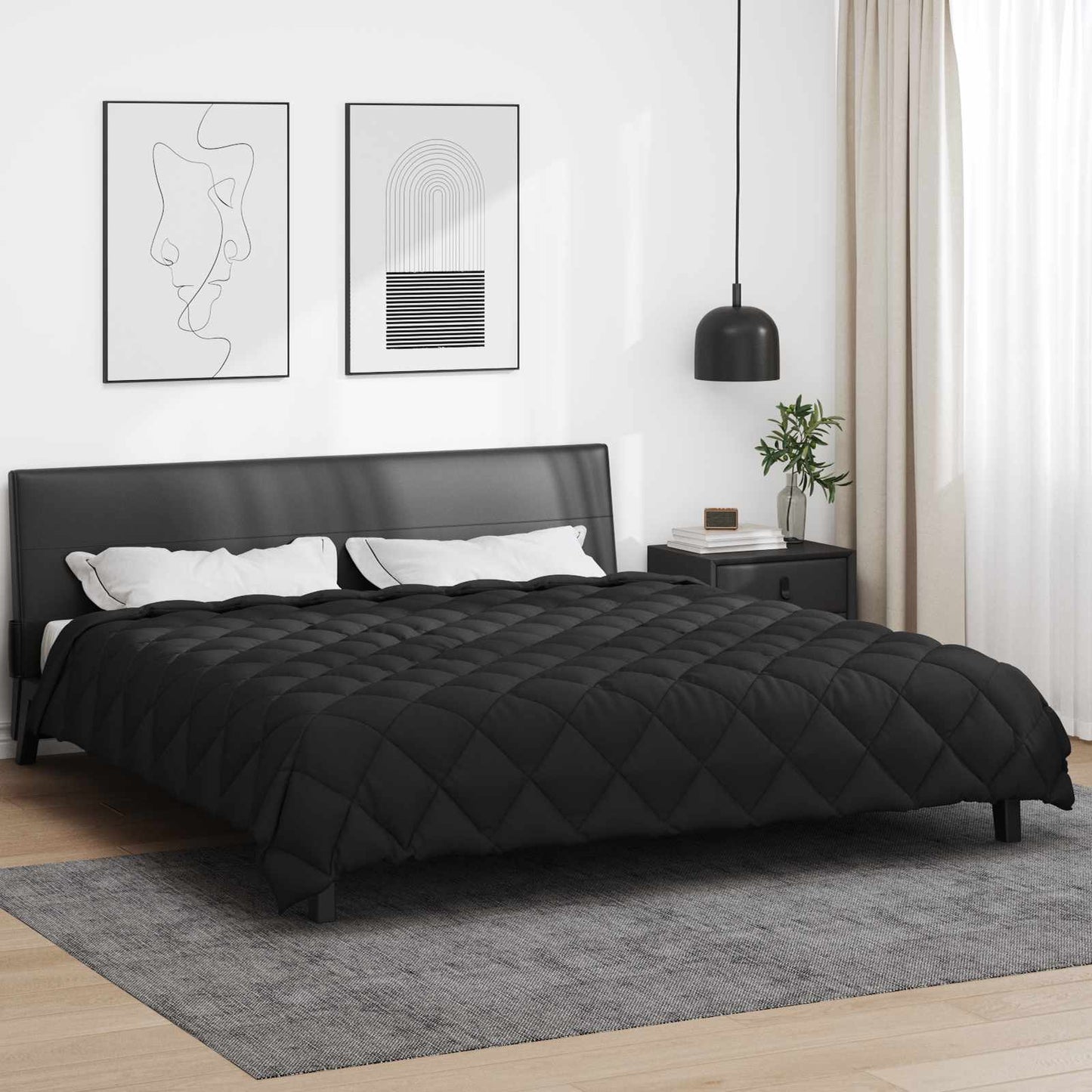 Vidaxl couette d'hiver noir 240 x 200 cm microfibre