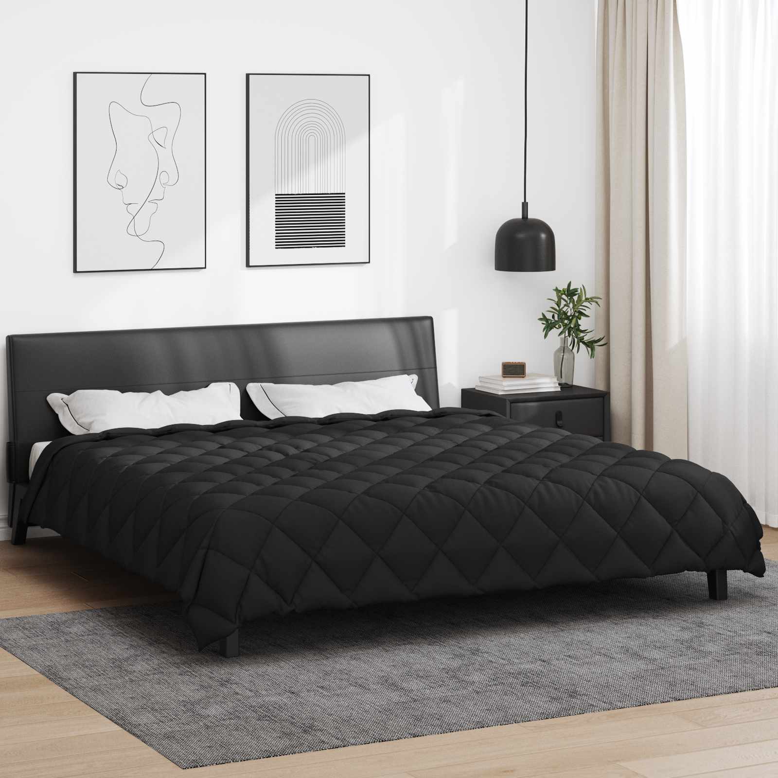 Vidaxl couette d'hiver noir 220 x 260 cm microfibre