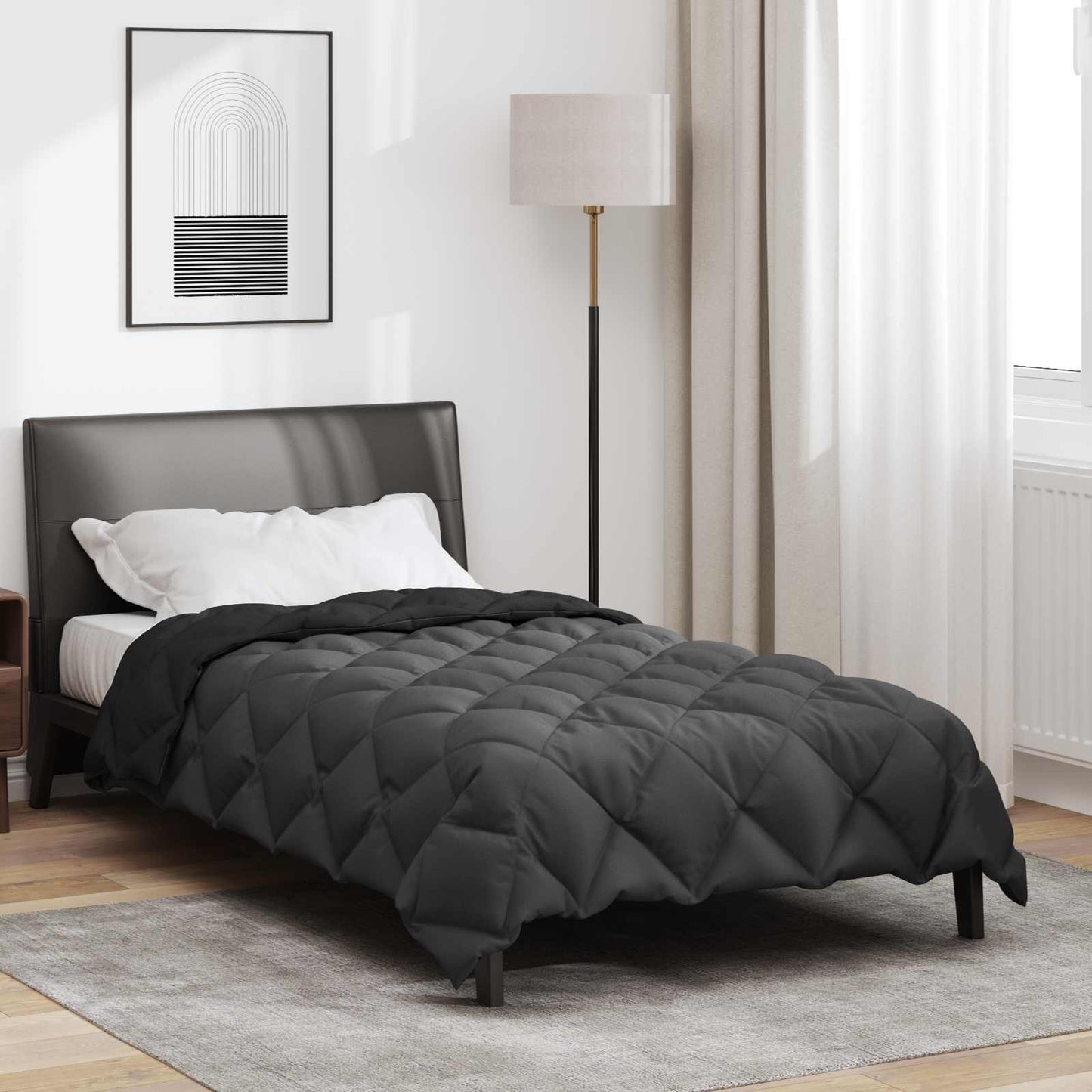 Vidaxl couette hiver noir et anthracite 220 x 135 cm microfibre