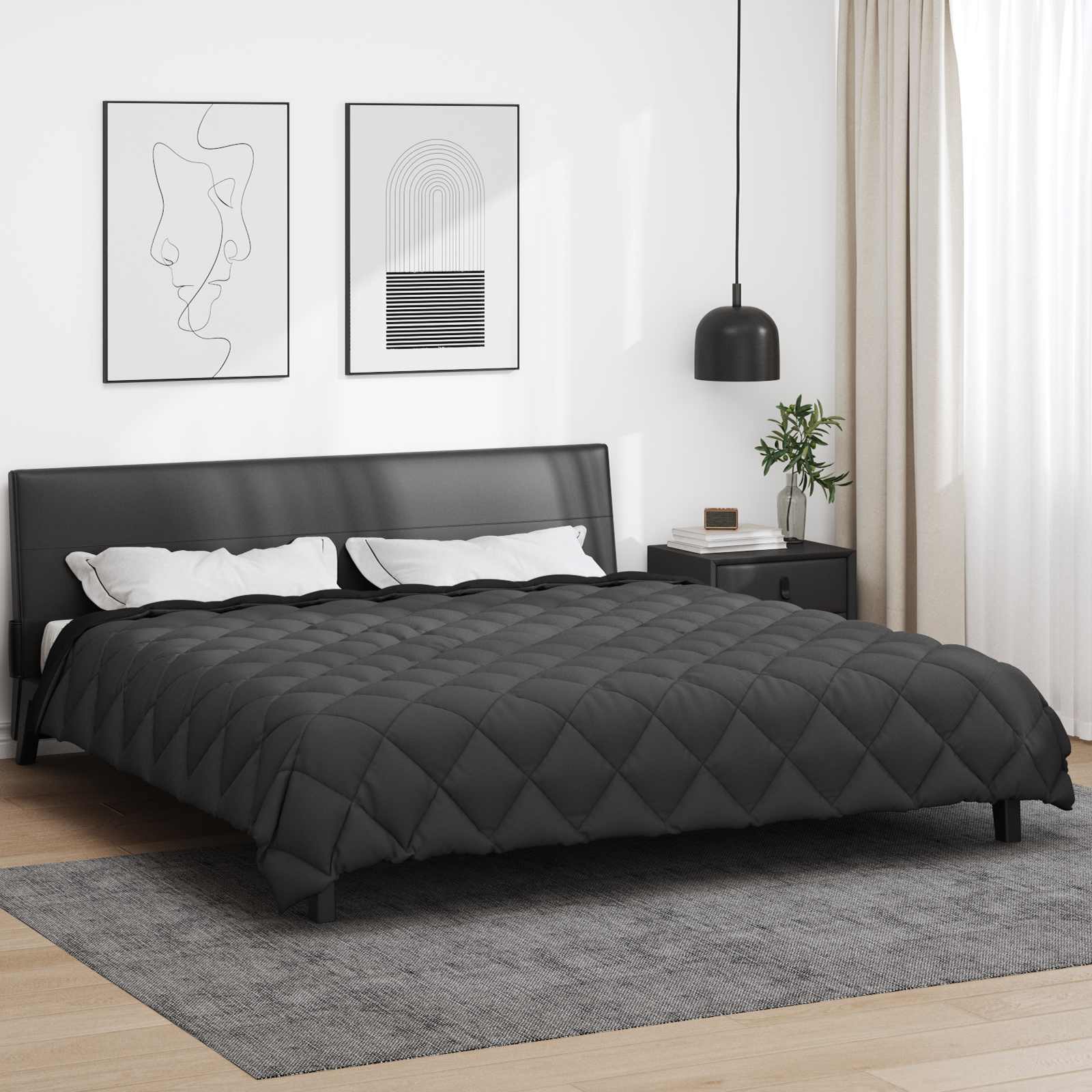 Vidaxl couette hiver noir et anthracite 220 x 240 cm microfibre