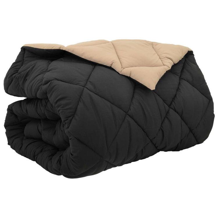 Vidaxl couette hiver noir et taupe 240 x 200 cm microfibre