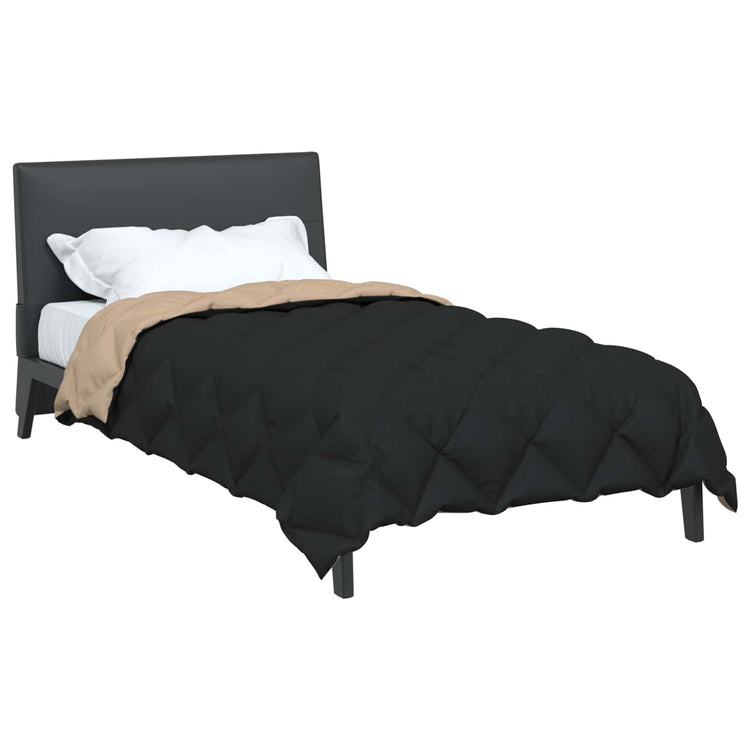 Vidaxl couette hiver noir et taupe 220 x 155 cm microfibre