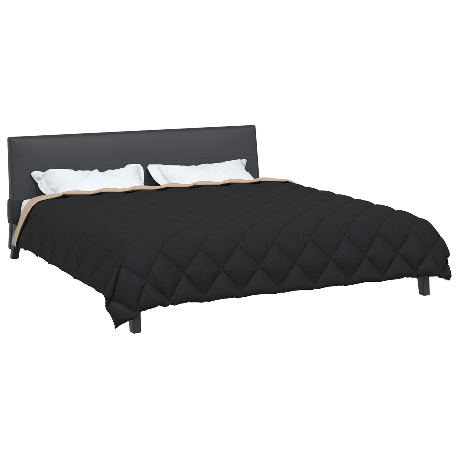 Vidaxl couette hiver noir et taupe 220 x 200 cm microfibre