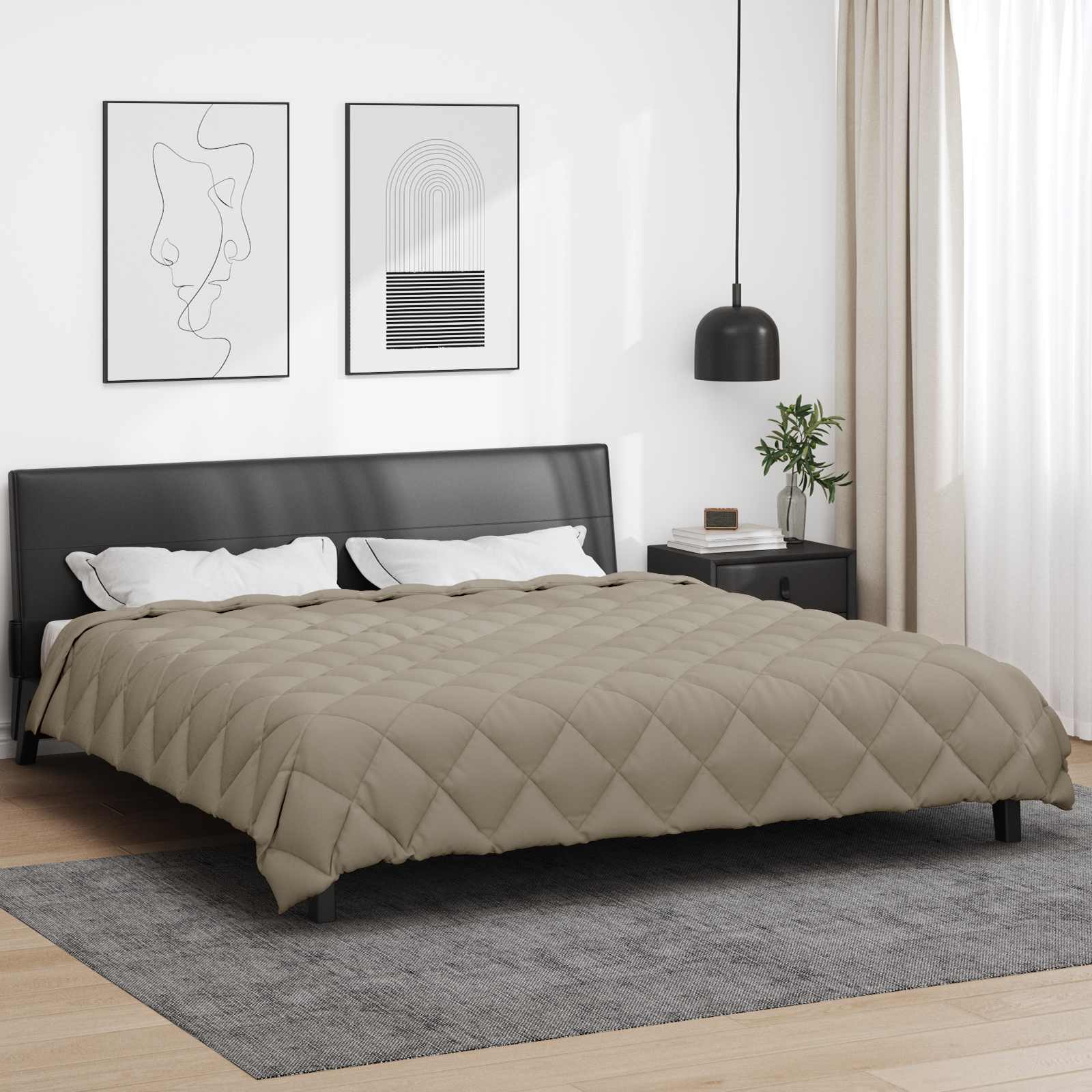 Vidaxl couette d'hiver gris clair 220 x 260 cm microfibre