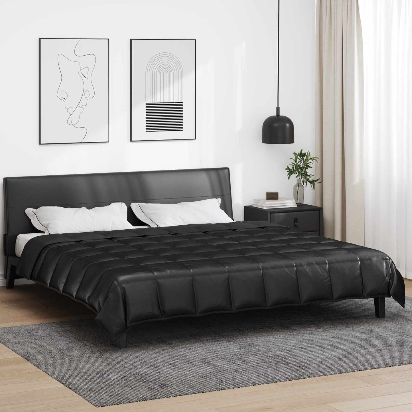 Vidaxx couette d'été noir 240 x 200 cm satin et microfibre