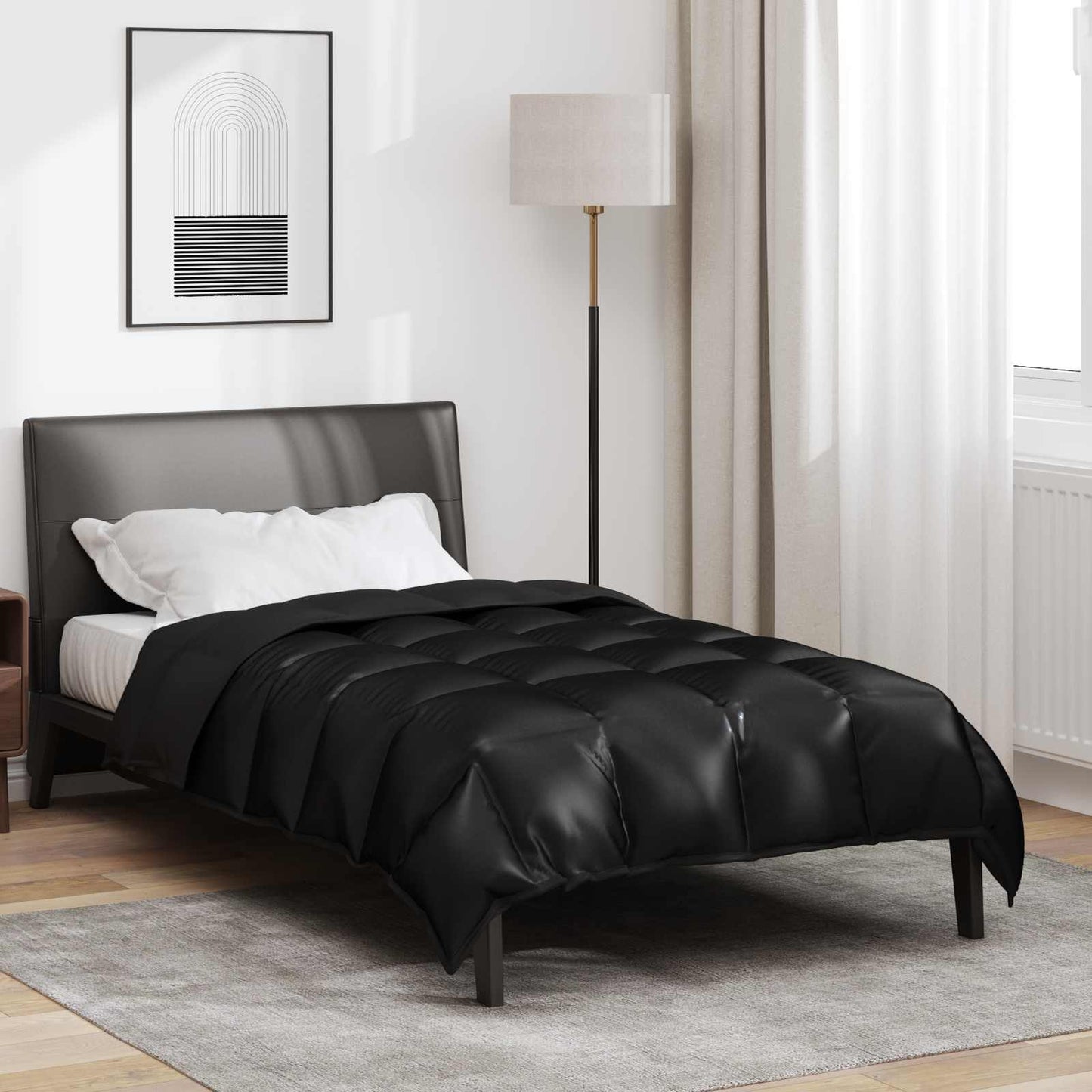 Vidaxx couette d'hiver noir 200 x 140 cm satin et microfibre