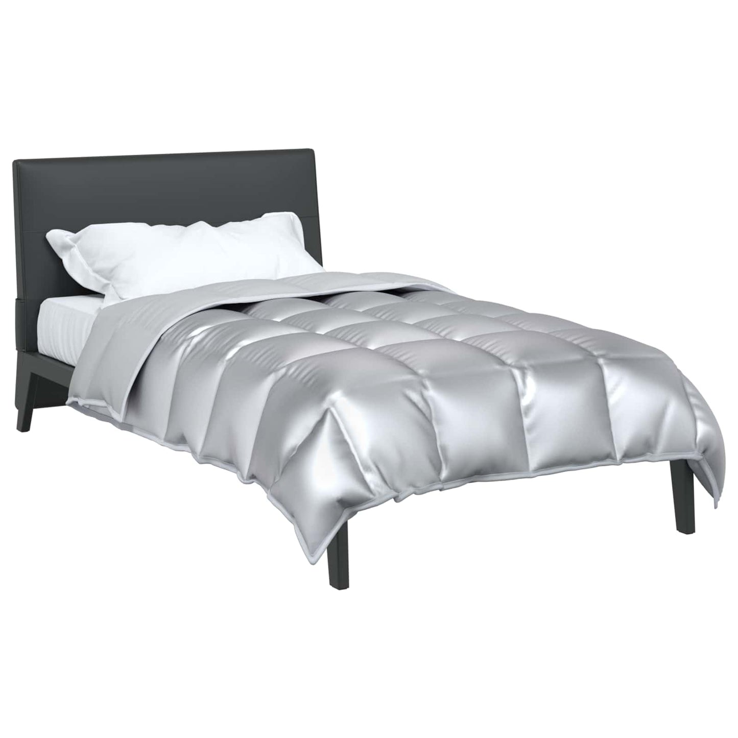 Vidaxl couette d'hiver argent 200 x 155 cm satin et microfibre