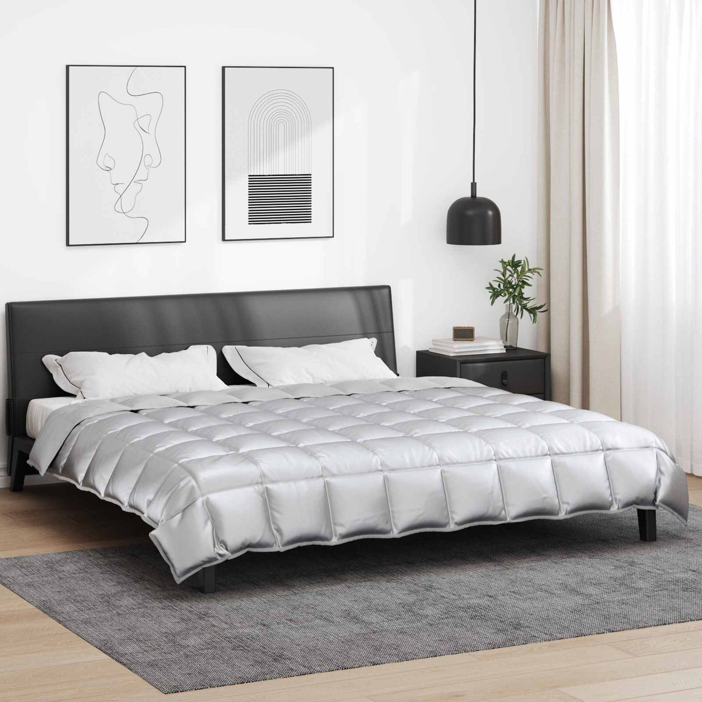 Vidaxx couette d'hiver argent 240 x 200 cm satin et microfibre