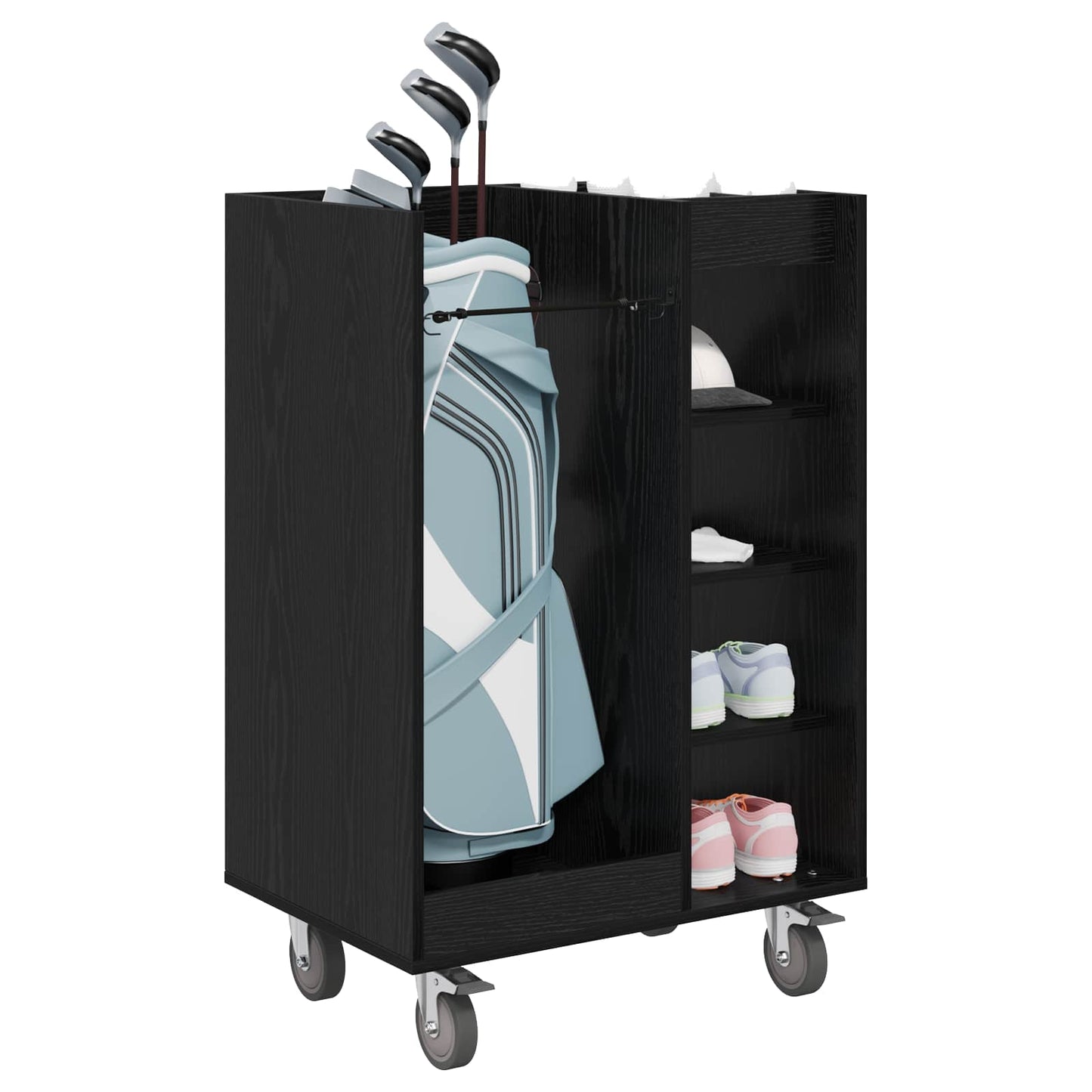 Vidaxx meuble de golf à roulettes chêne noir uni 65 x 45 x 98 cm