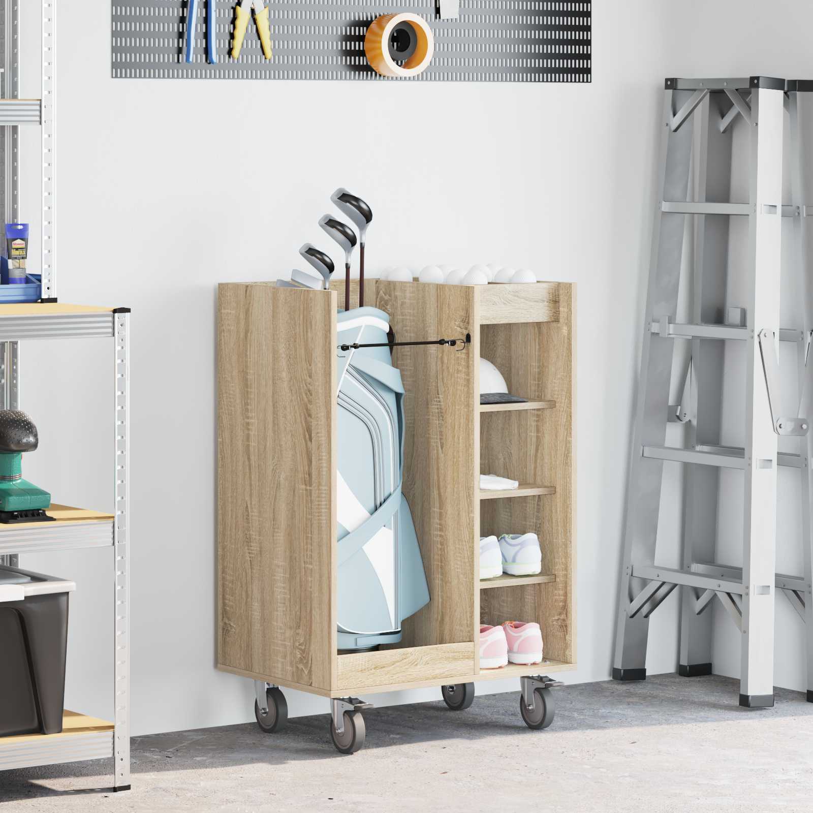 Vidaxl meuble de golf avec roulettes chêne sonoma uni 65 x 45 x 98 cm