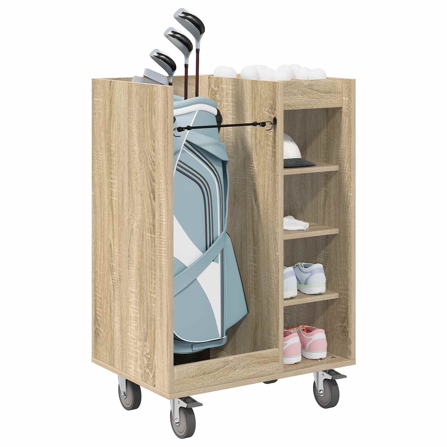 Vidaxl meuble de golf avec roulettes chêne sonoma uni 65 x 45 x 98 cm