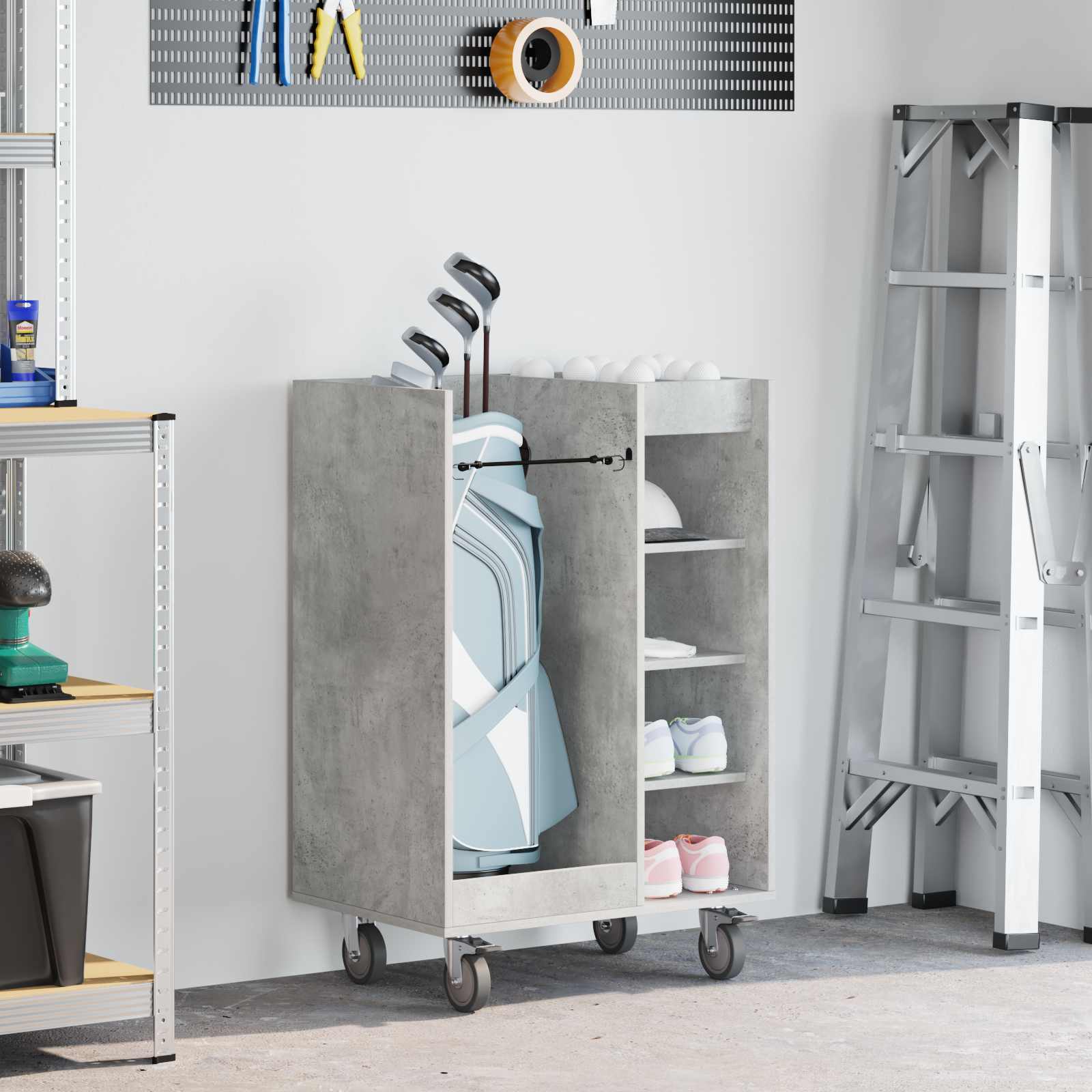 Vidaxx armoire de golf avec roulette gris béton uni 65 x 45 x 98 cm