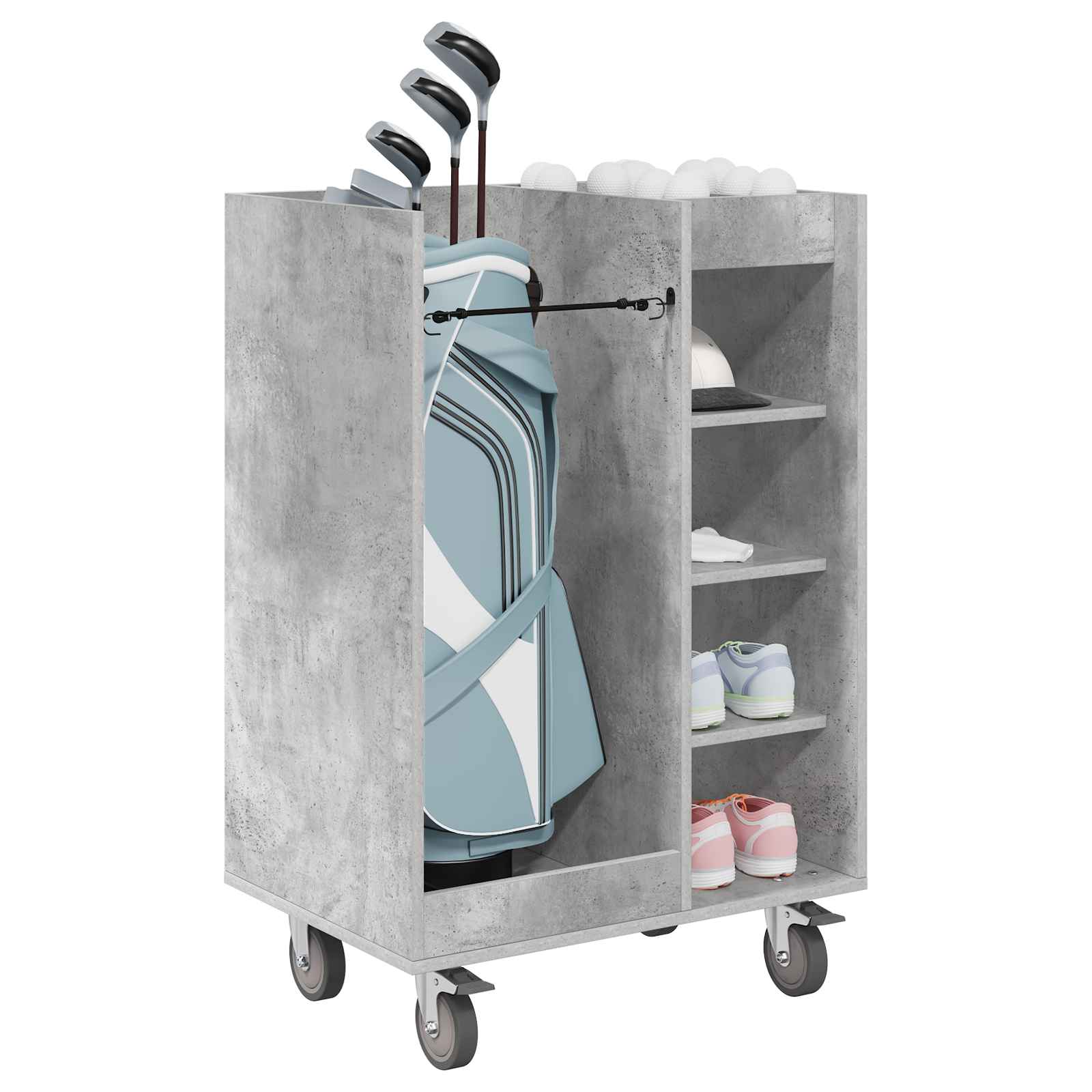 Vidaxx armoire de golf avec roulette gris béton uni 65 x 45 x 98 cm
