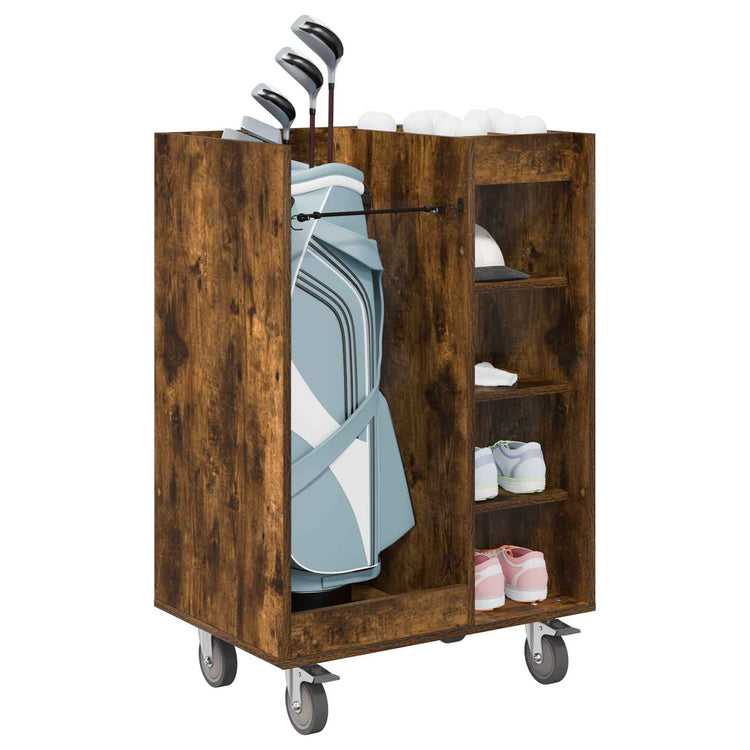 Vidaxx meuble de golf à roulettes, chêne fumé uni, 65 x 45 x 98 cm