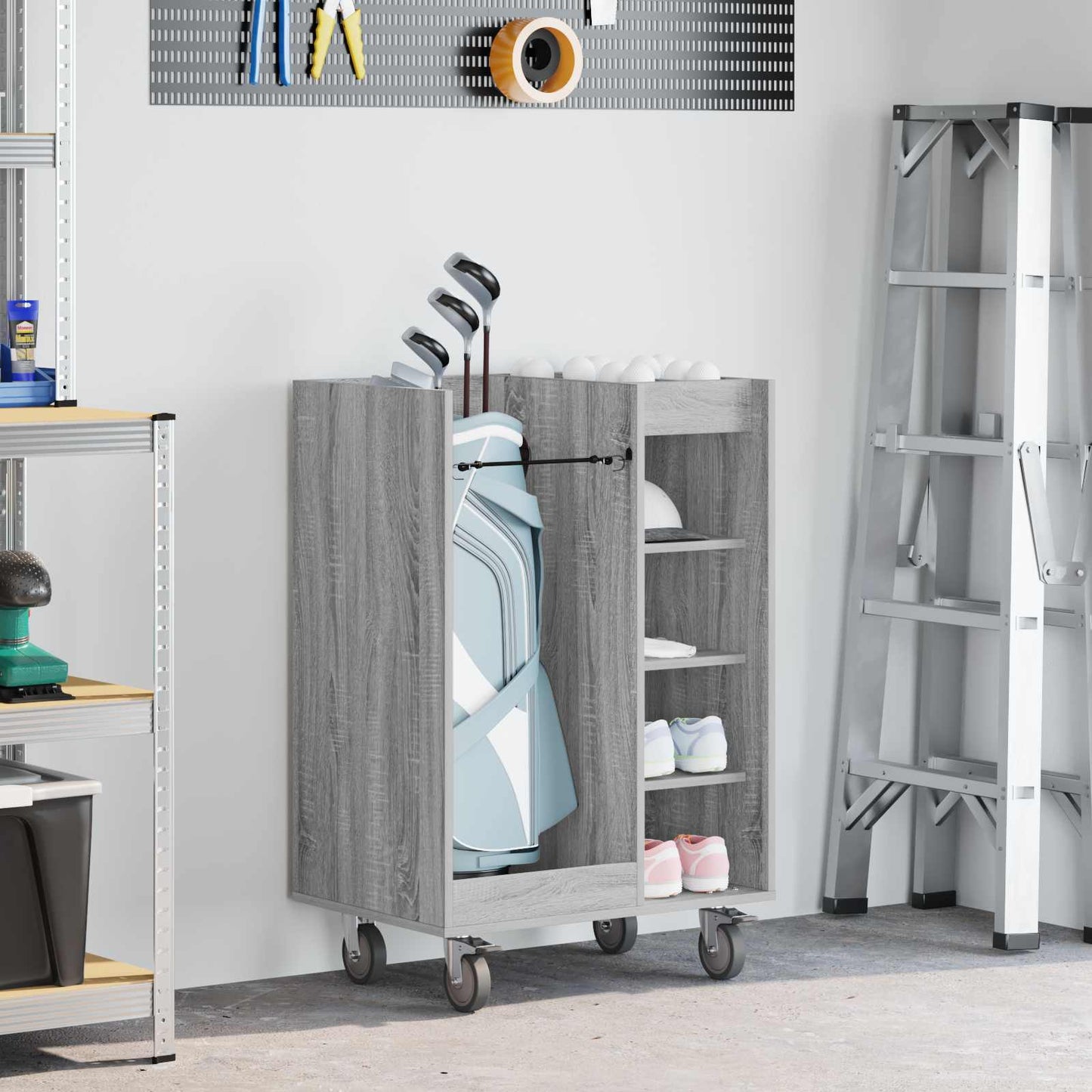 Vidaxl meuble de golf avec roulette gris uni sonoma 65 x 45 x 98 cm