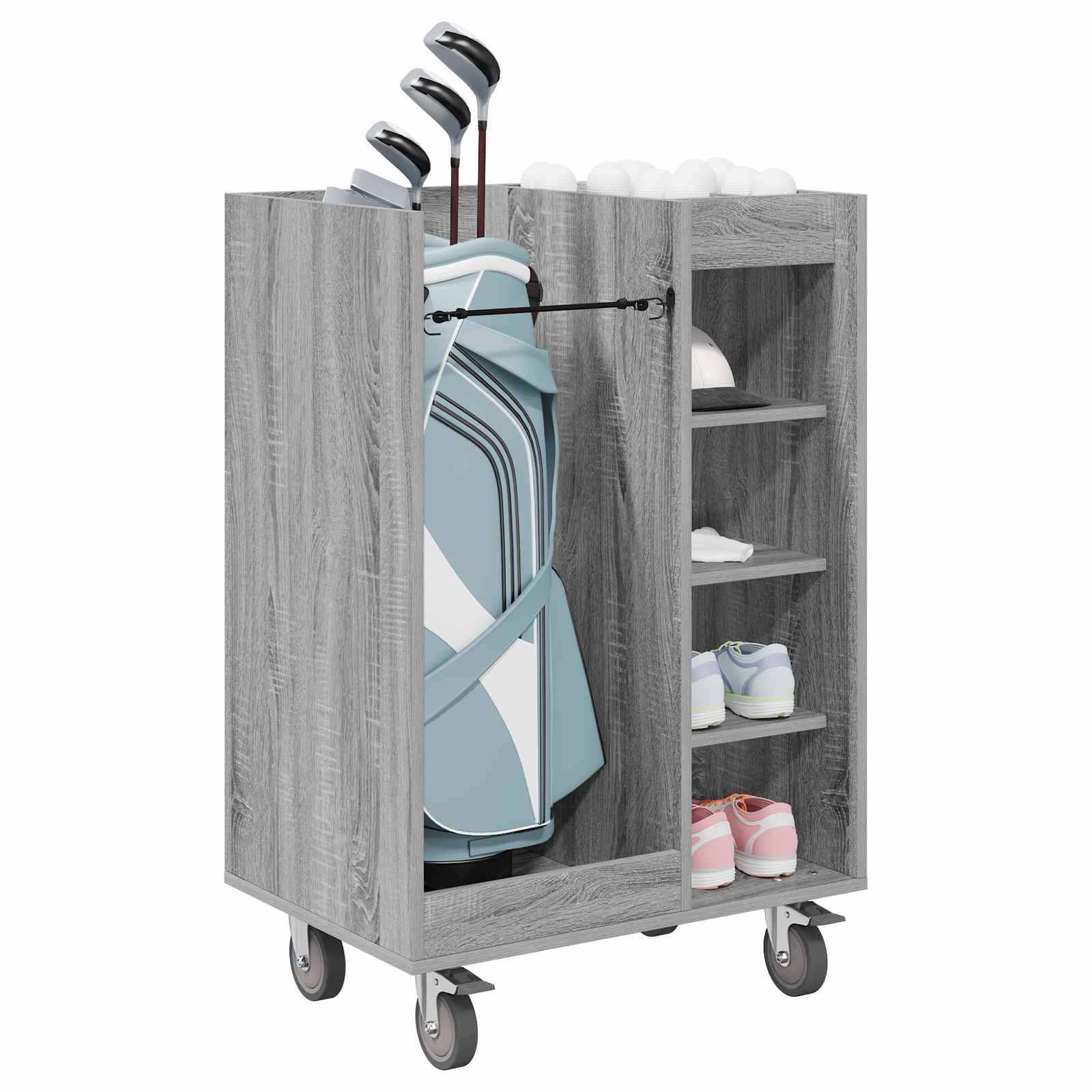 Vidaxl meuble de golf avec roulette gris uni sonoma 65 x 45 x 98 cm