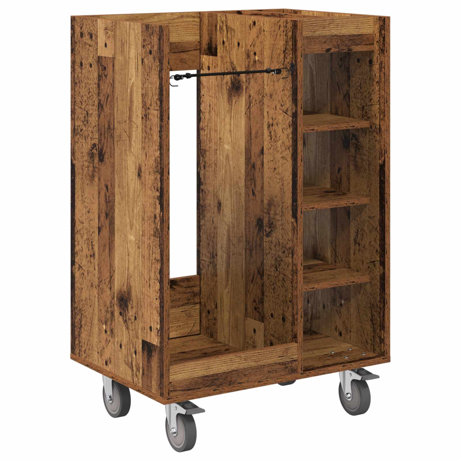 Vidaxx meuble de golf à roulettes, vieux bois uni, 65 x 45 x 98 cm