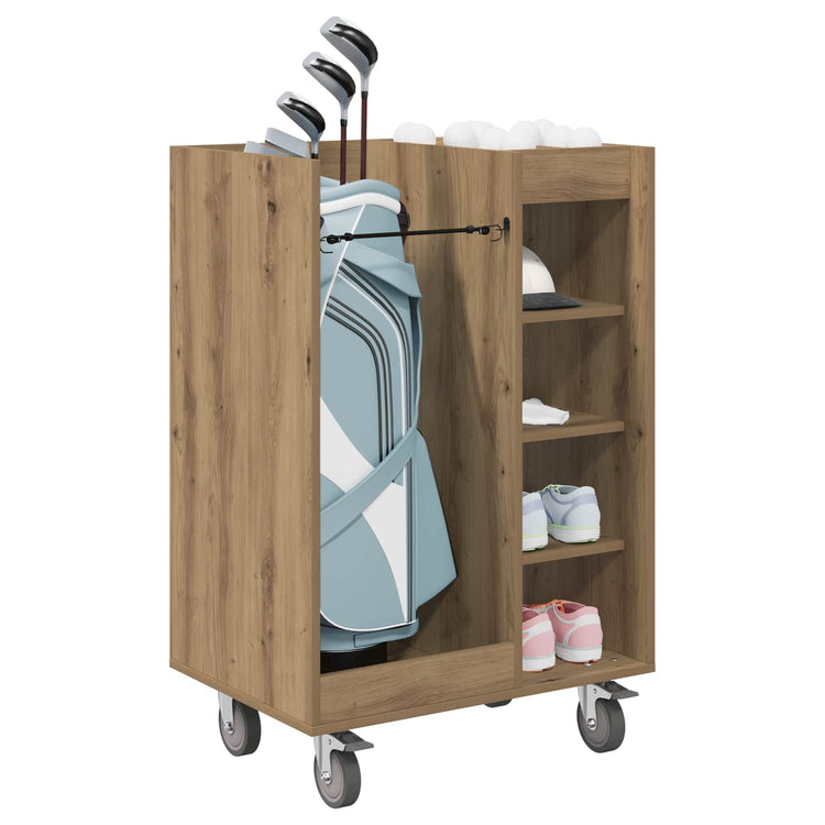 Vidaxx meuble de golf à roulettes chêne artisanal uni 65 x 45 x 98 cm