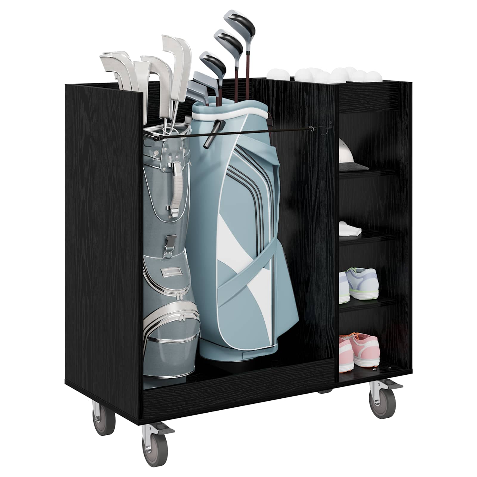 Vidaxx meuble de golf à roulettes chêne noir uni 90 x 45 x 98 cm