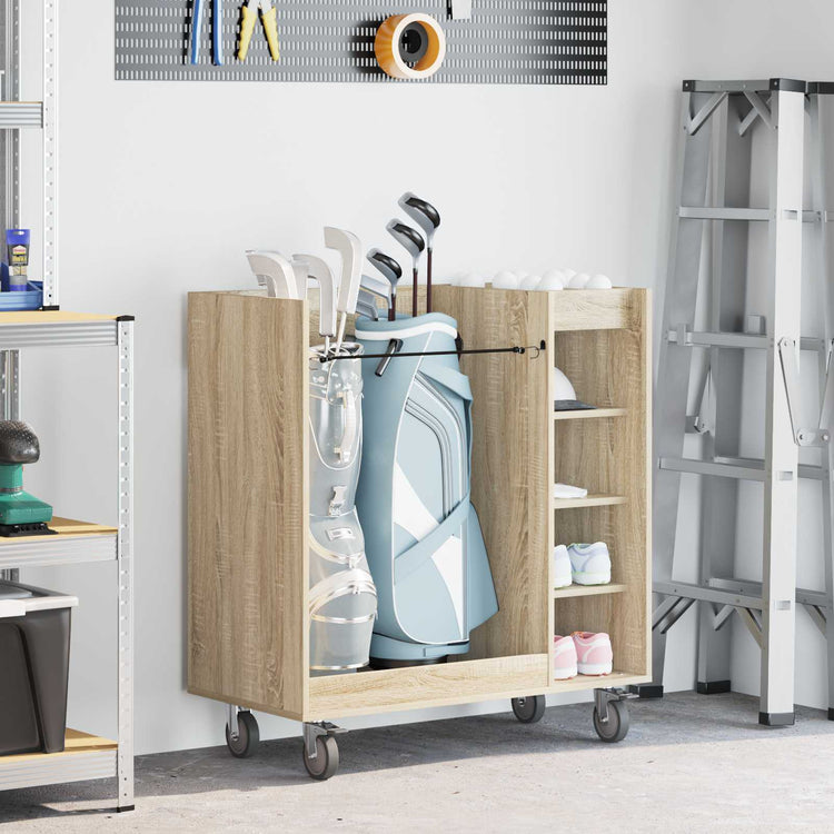 Vidaxl meuble de golf avec roulettes chêne sonoma uni 90 x 45 x 98 cm