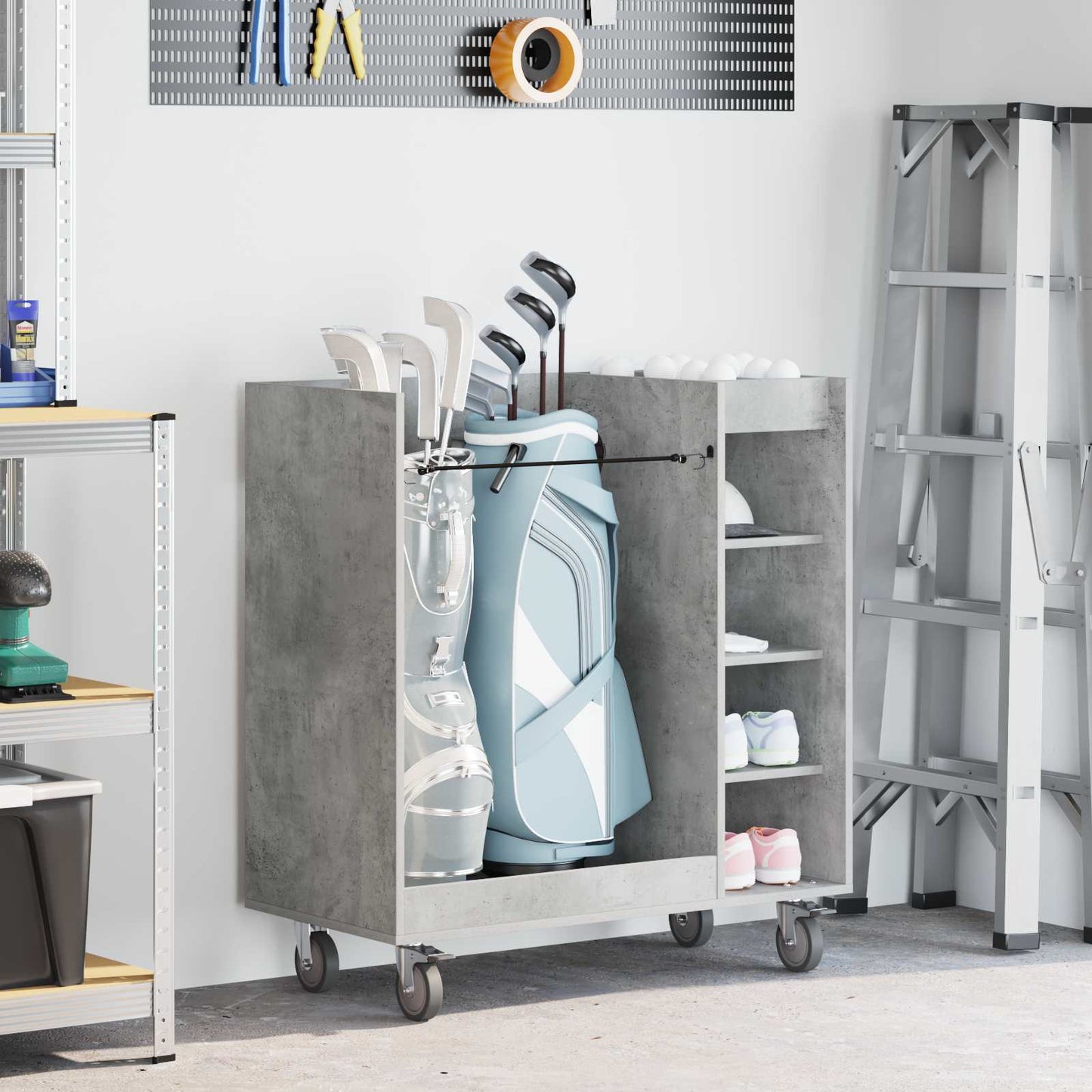 Vidaxx armoire de golf avec roulette gris béton uni 90 x 45 x 98 cm