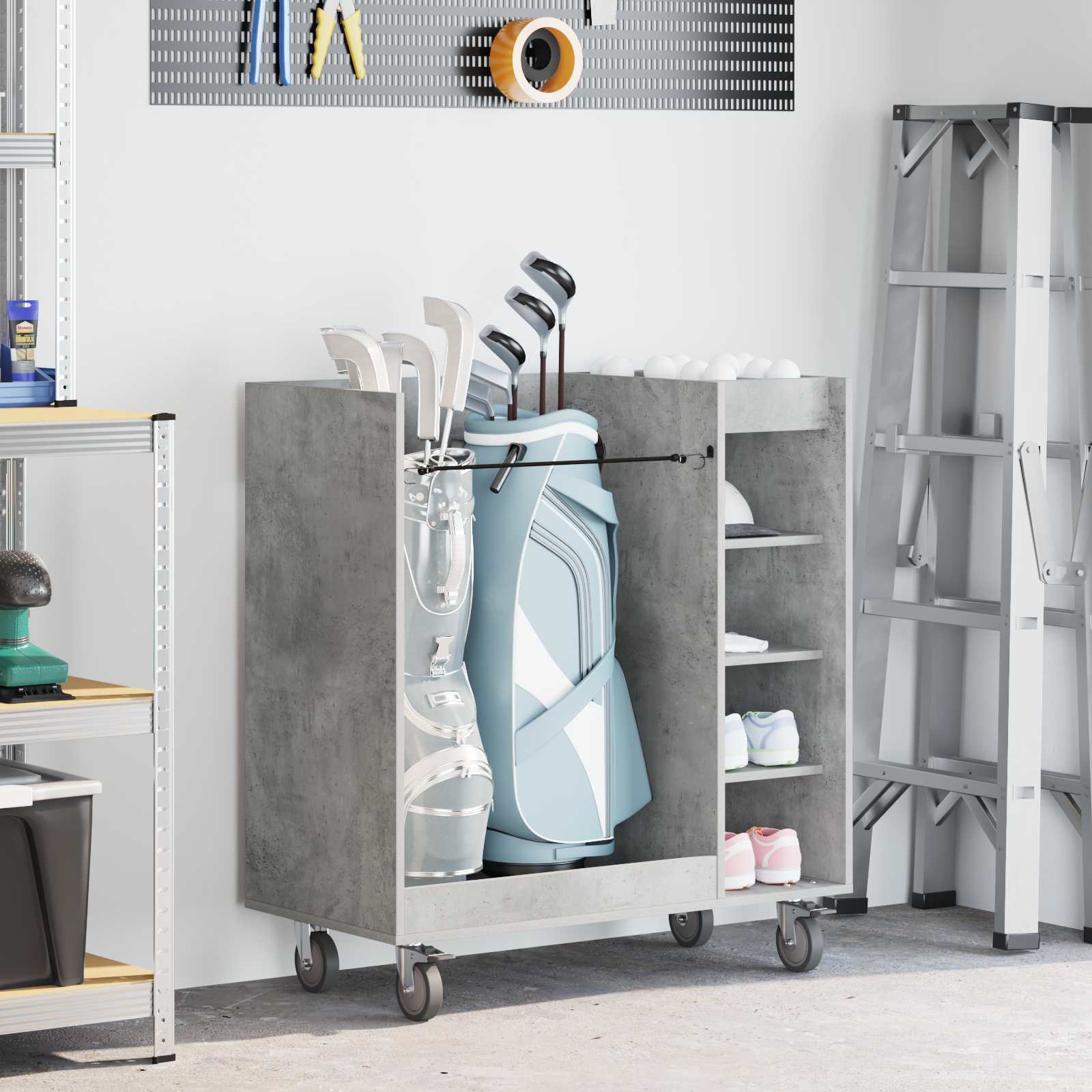 Vidaxx armoire de golf avec roulette gris béton uni 90 x 45 x 98 cm