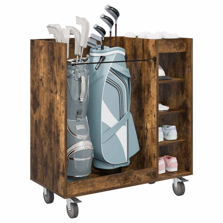 Vidaxx meuble de golf à roulettes, chêne fumé uni, 90 x 45 x 98 cm