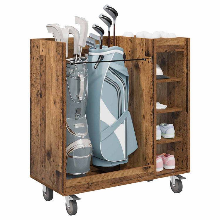 Vidaxx meuble de golf à roulettes, vieux bois uni, 90 x 45 x 98 cm