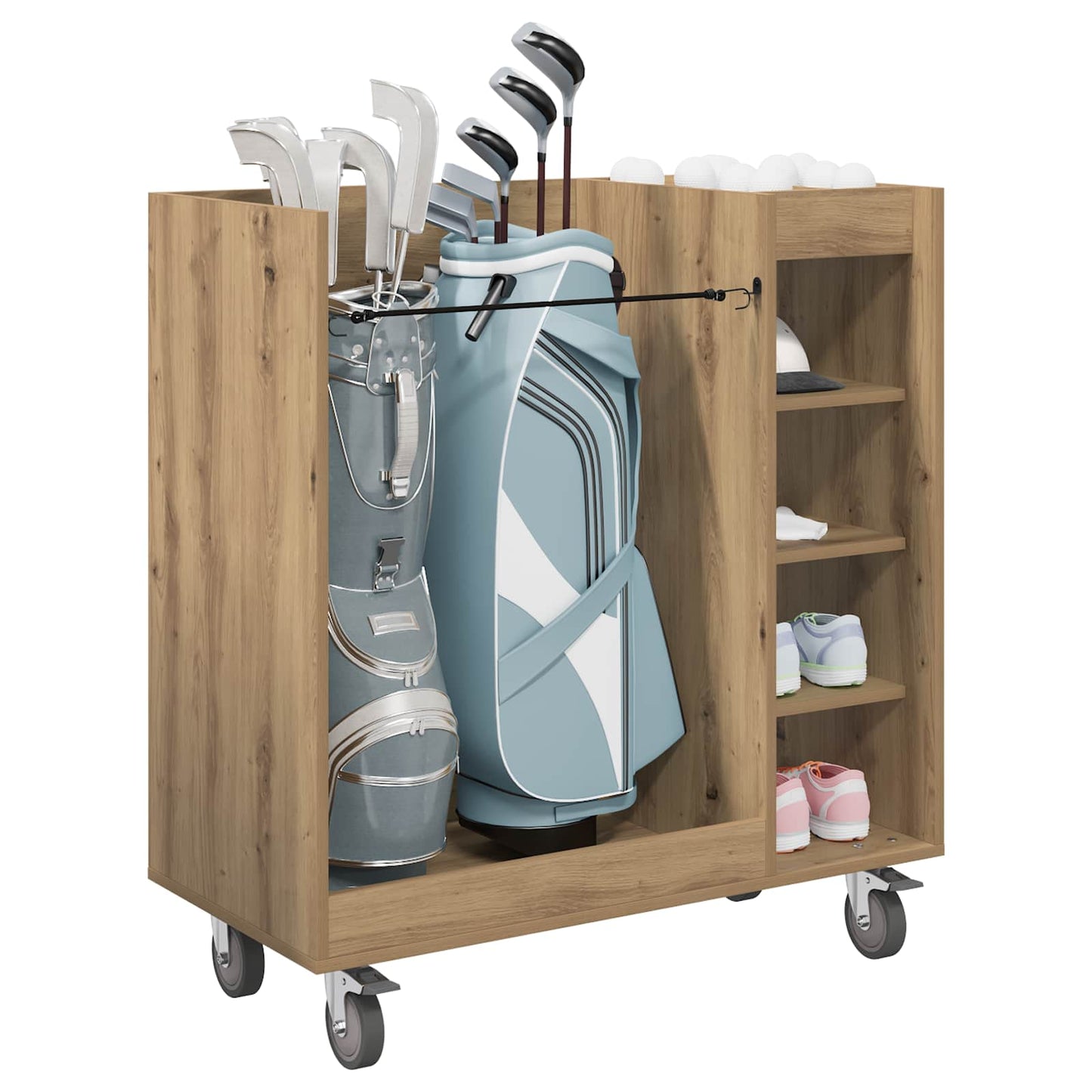 Vidaxx meuble de golf à roulettes chêne artisanal uni 90 x 45 x 98 cm