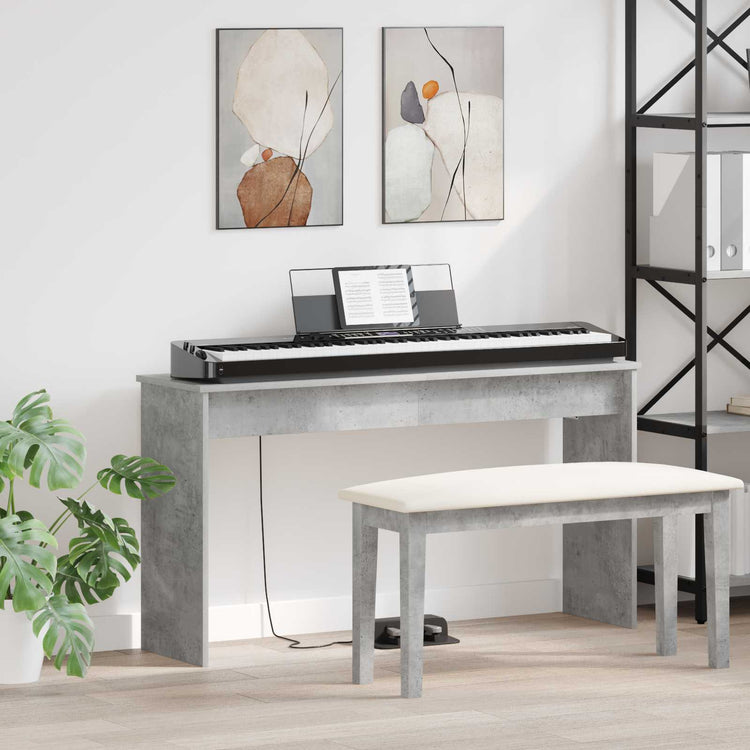 Vidaxxl support de clavier gris béton 120 x 32 x 64 cm bois fini