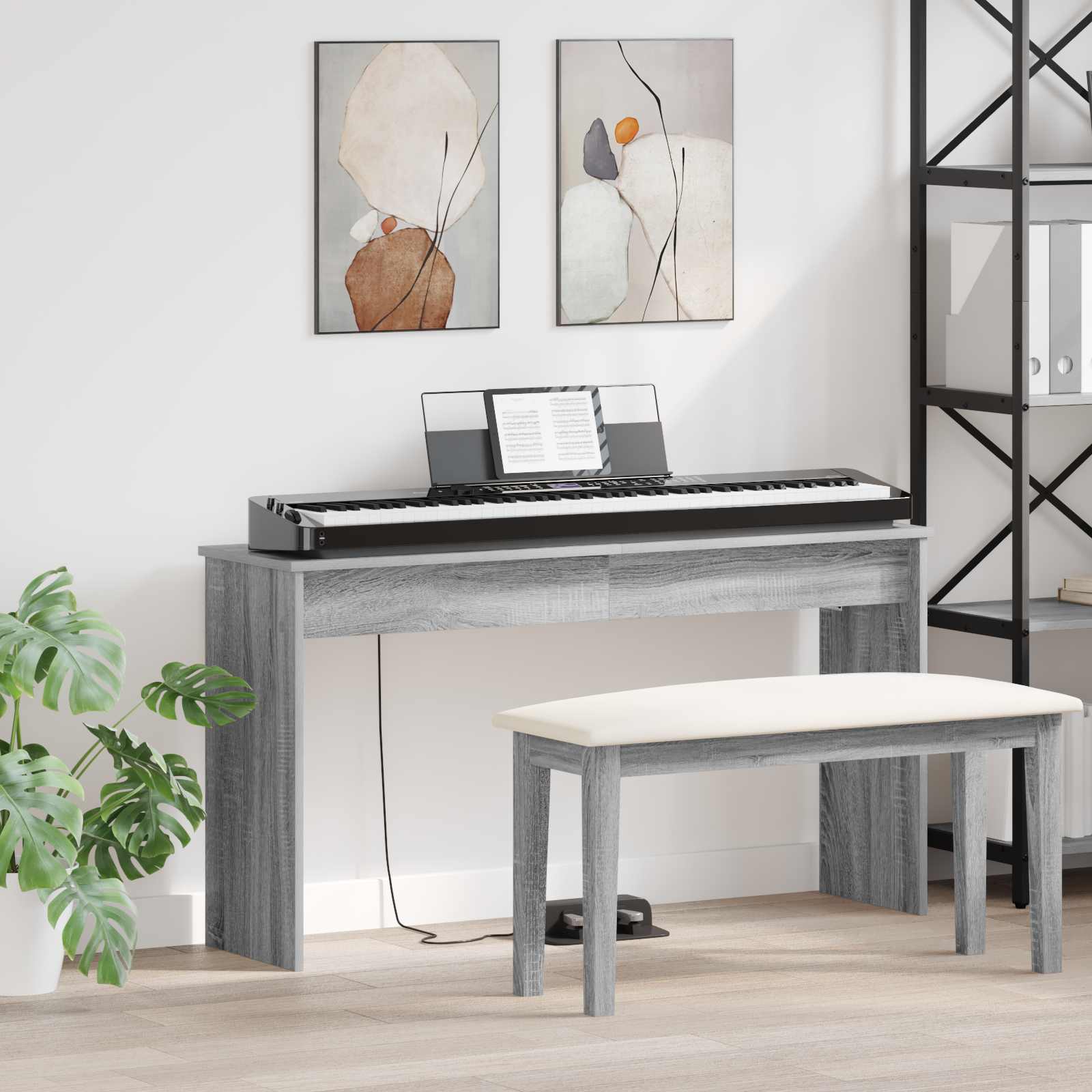 Vidaxl support de clavier gris sonoma 120 x 32 x 64 cm bois fini