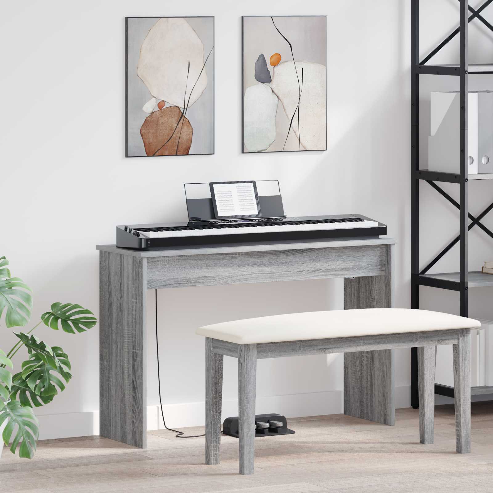 Vidaxl support de clavier gris sonoma 100 x 32 x 64 cm bois travaillé