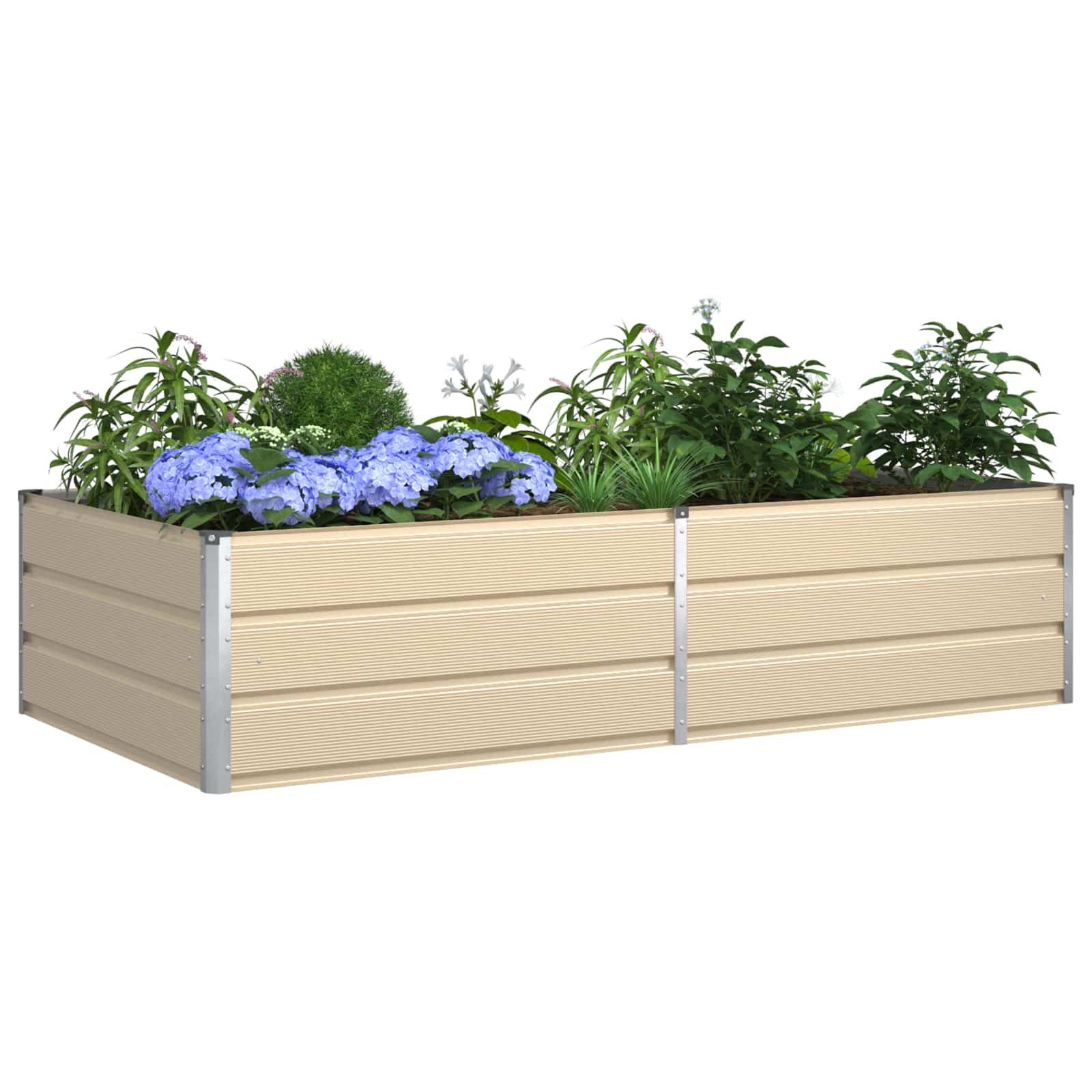 Vidaxx jardinière ivoire 195 x 100 x 45 cm en acier galvanisé