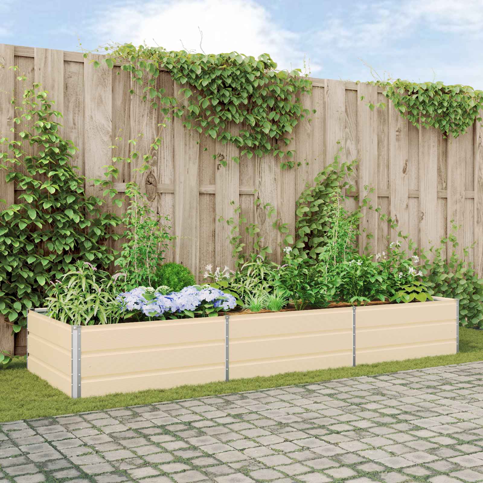 Vidaxx jardinière ivoire 195 x 100 x 45 cm en acier galvanisé