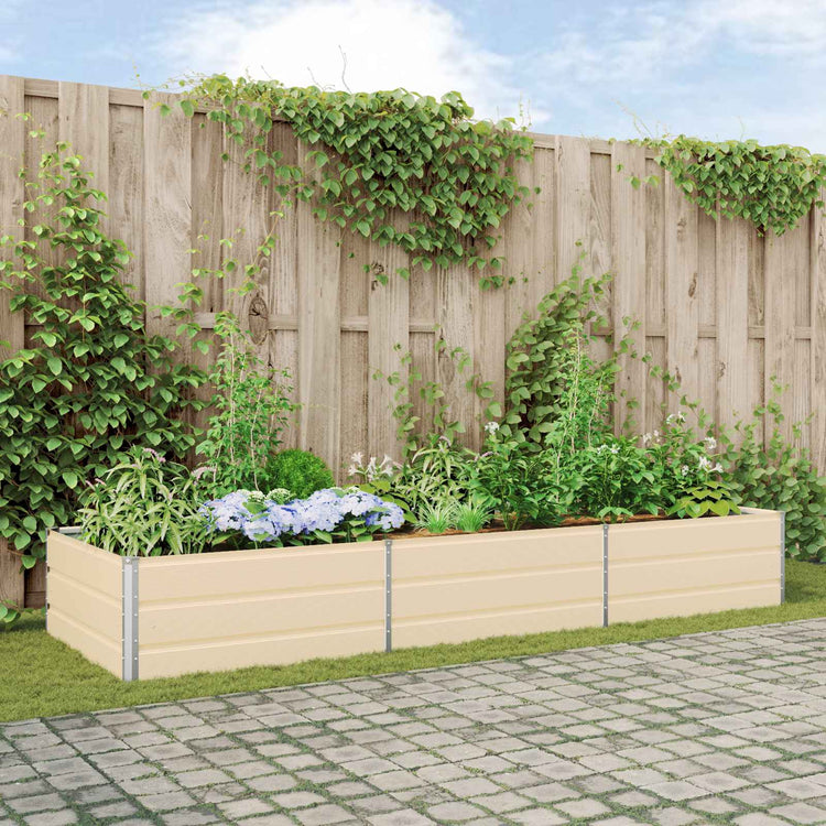 Vidaxx jardinière ivoire 195 x 100 x 45 cm en acier galvanisé