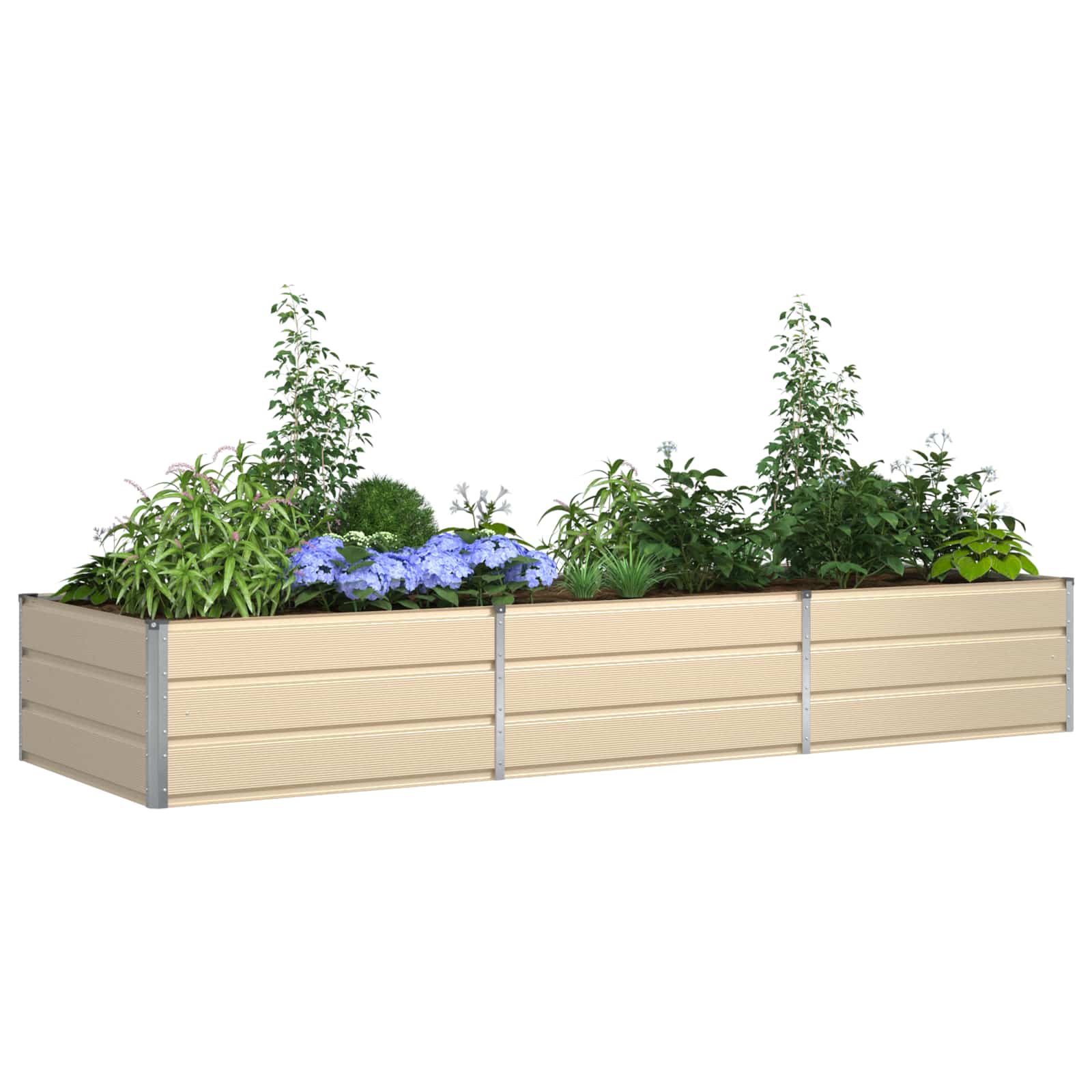 Vidaxx jardinière ivoire 195 x 100 x 45 cm en acier galvanisé