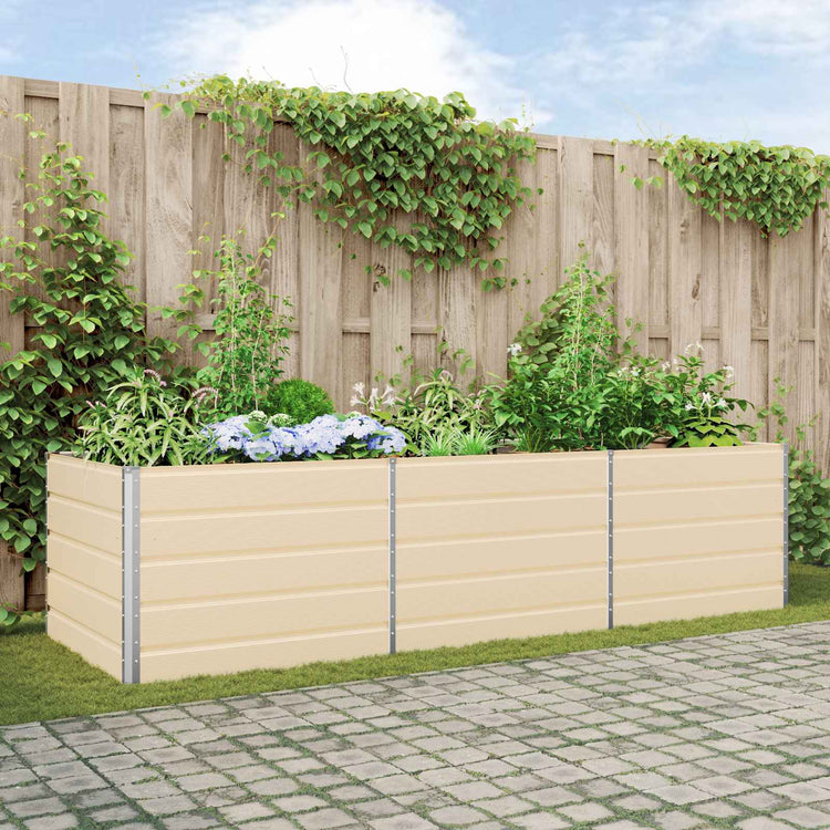Vidaxx jardinière ivoire 195 x 100 x 45 cm en acier galvanisé