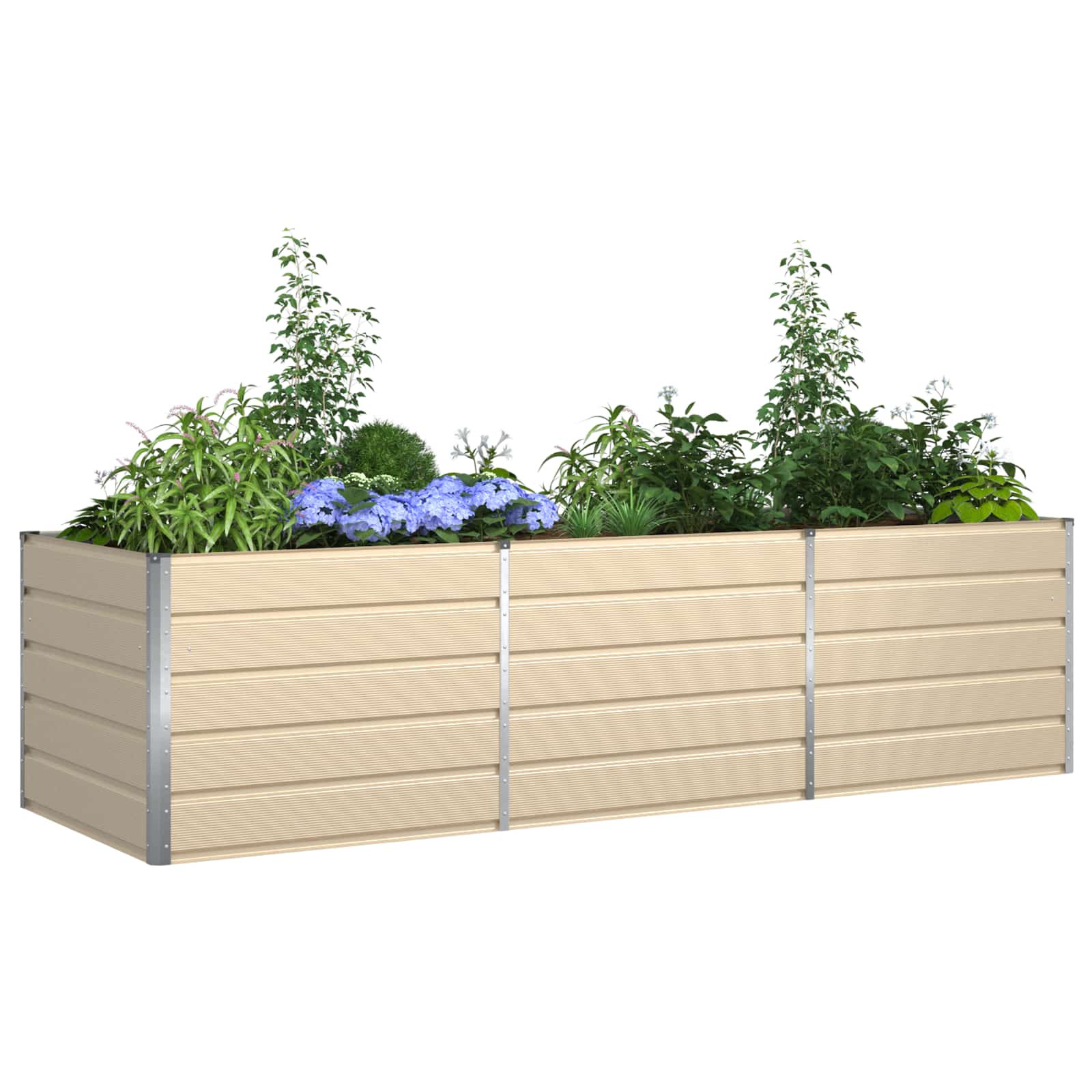 Vidaxx jardinière ivoire 195 x 100 x 45 cm en acier galvanisé