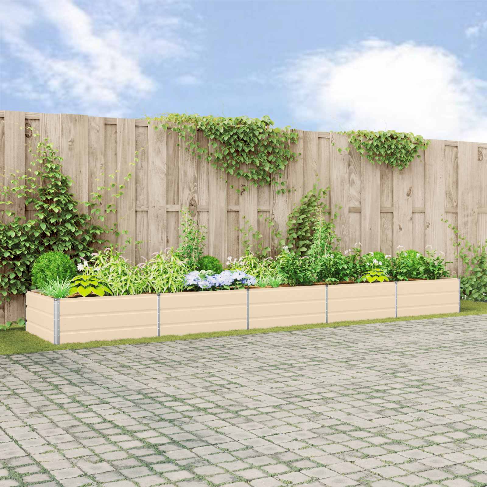 Vidaxx jardinière ivoire 195 x 100 x 45 cm en acier galvanisé