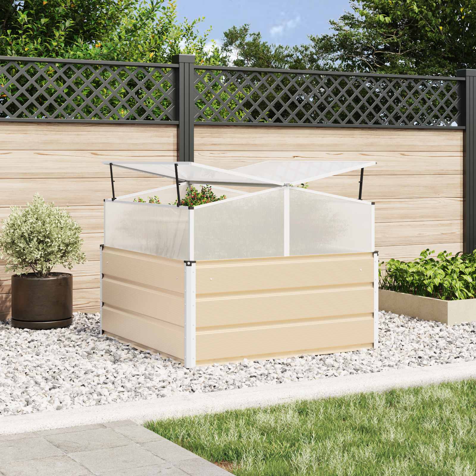 Vidaxx jardinière ivoire 100 x 100 x 77 cm en acier galvanisé