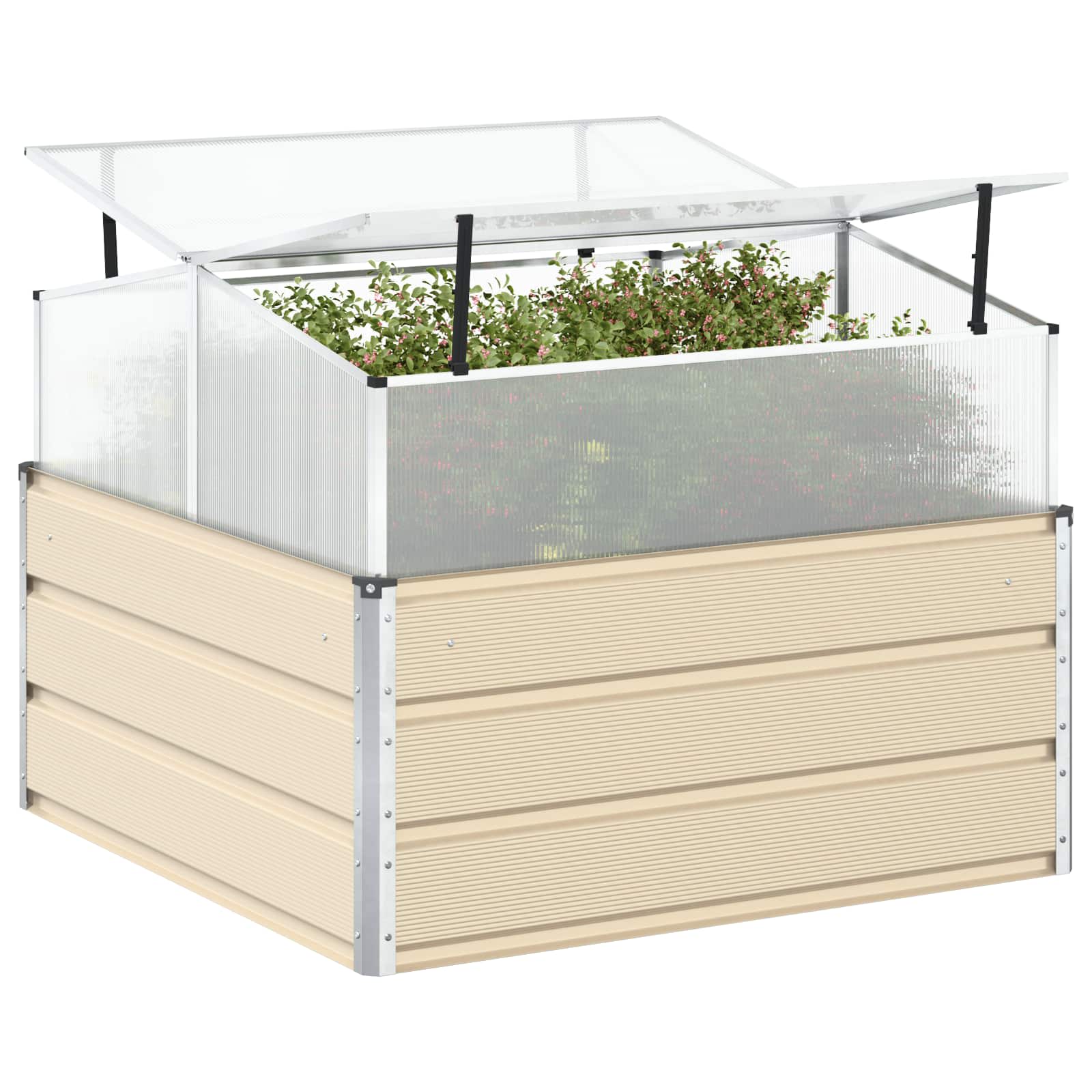 Vidaxx jardinière ivoire 100 x 100 x 77 cm en acier galvanisé