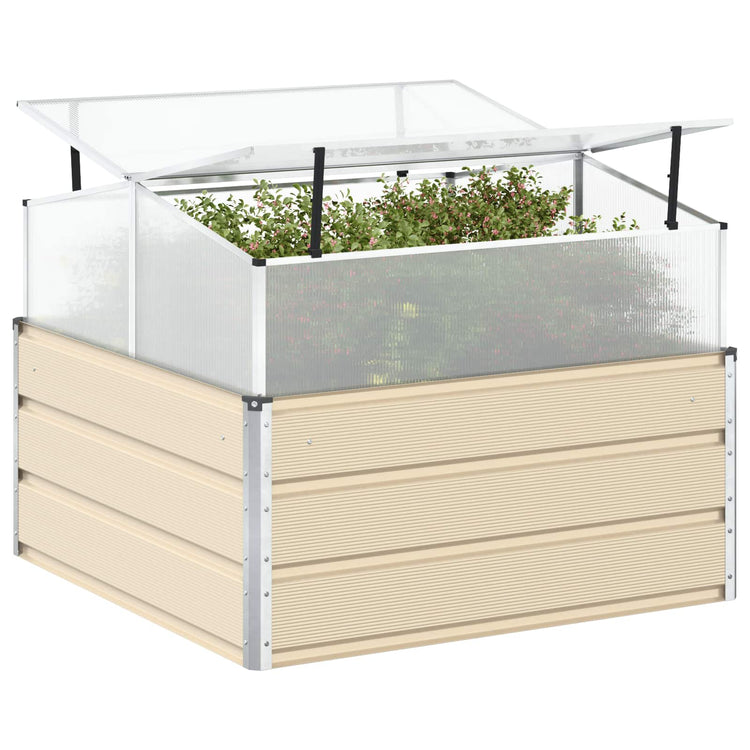 Vidaxx jardinière ivoire 100 x 100 x 77 cm en acier galvanisé