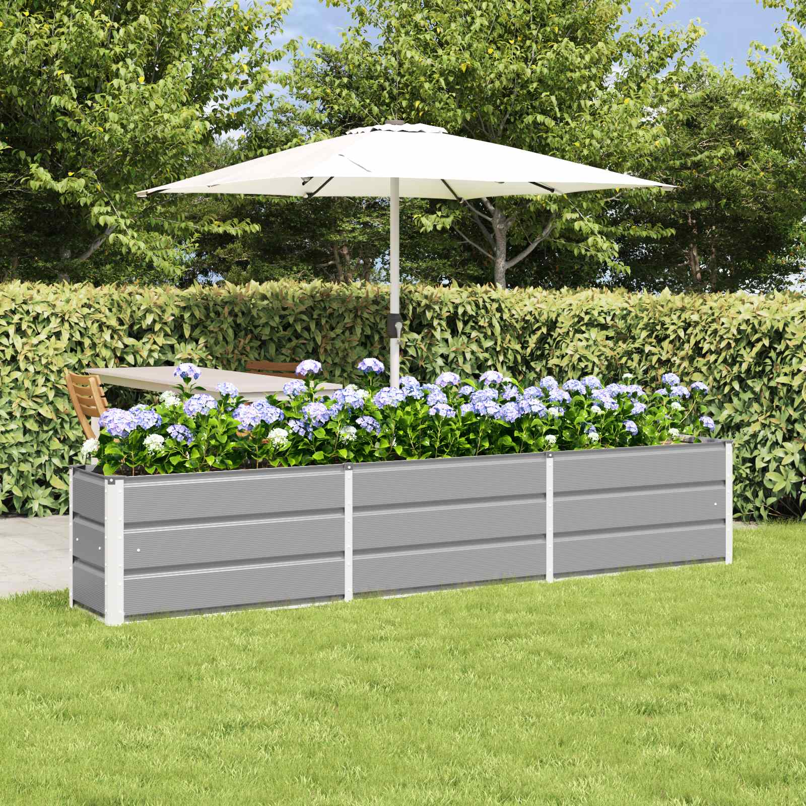 Vidaxx jardinière gris clair 240 x 40 x 45 cm acier