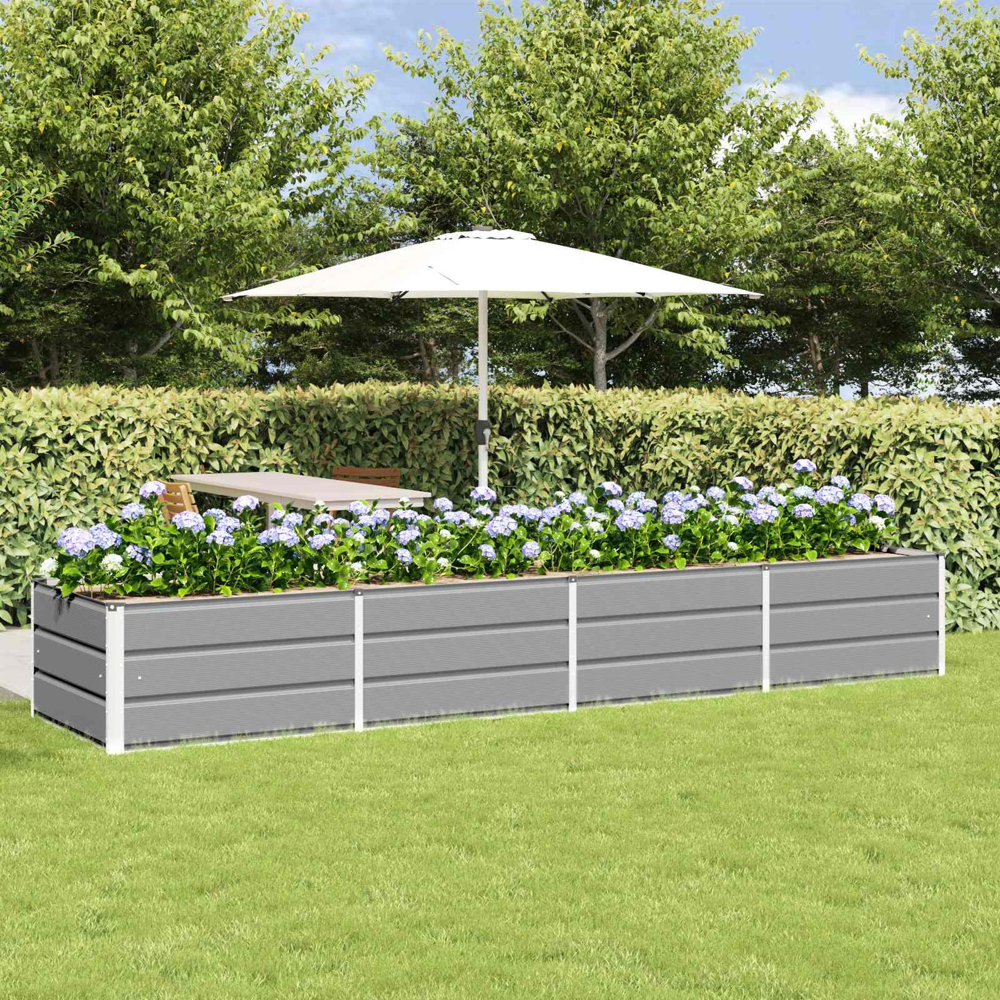 Vidaxx jardinière gris clair 320 x 80 x 45 cm acier