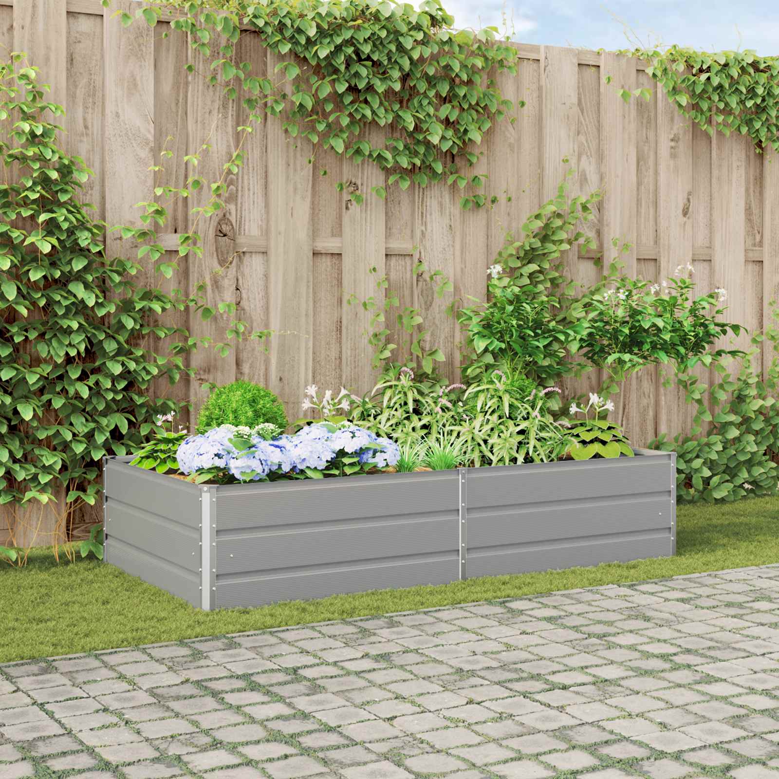 Vidaxl jardinière gris clair 195 x 100 x 45 cm acier galvanisé