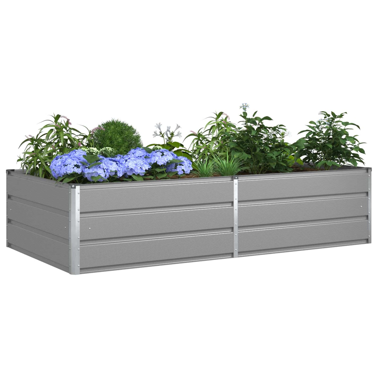 Vidaxl jardinière gris clair 195 x 100 x 45 cm acier galvanisé
