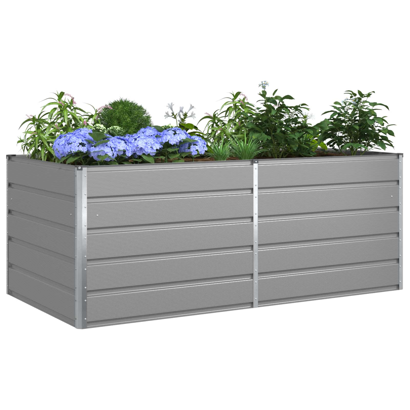 Vidaxl jardinière gris clair 195 x 100 x 45 cm acier galvanisé