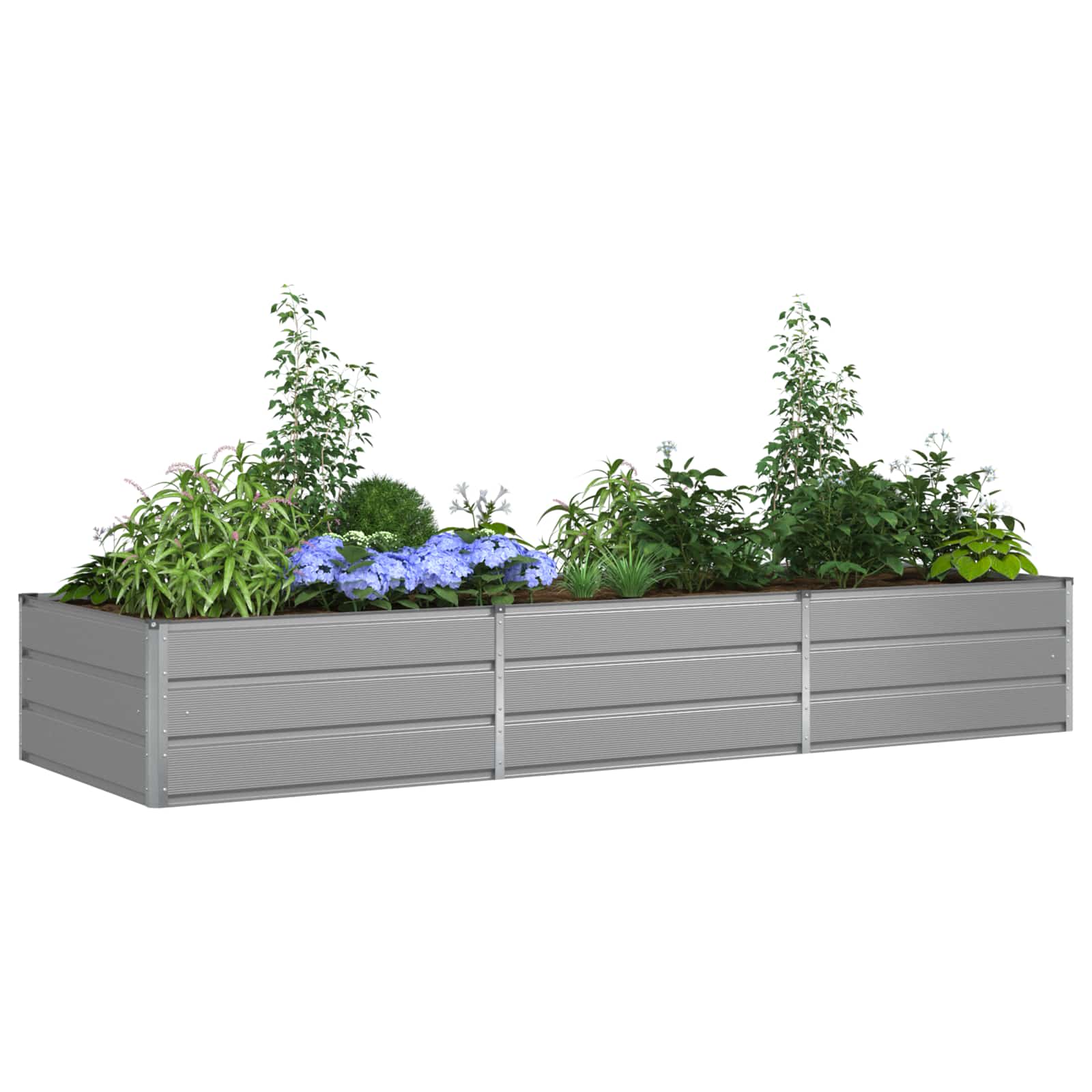 Vidaxl jardinière gris clair 195 x 100 x 45 cm acier galvanisé
